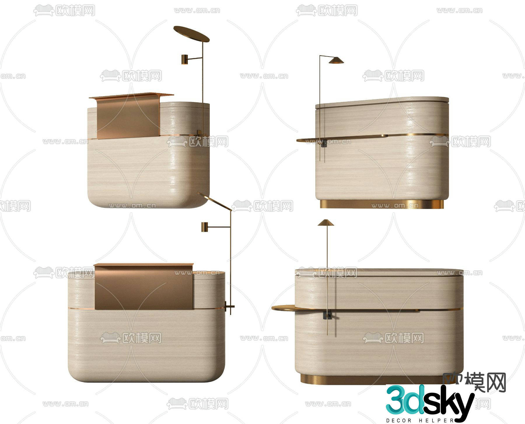Service desk information desk front desk reception desk 3d model
