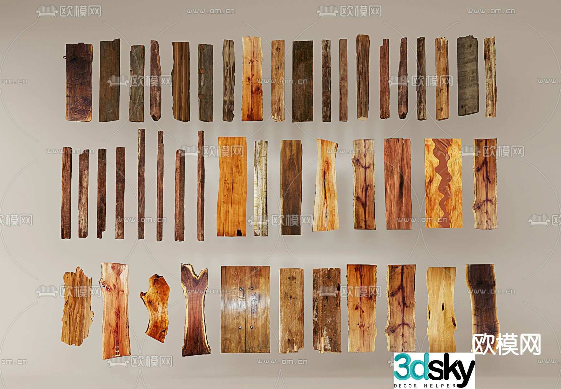 old wood old planks wooden blocks wooden strips 3d model