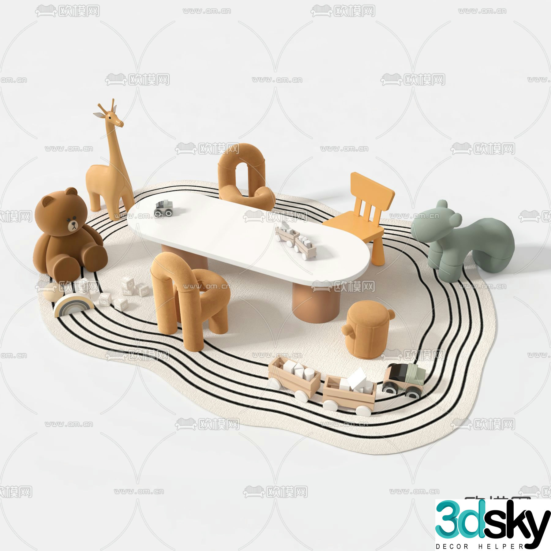 Children’s tables and chairs game tables and chairs 3d model