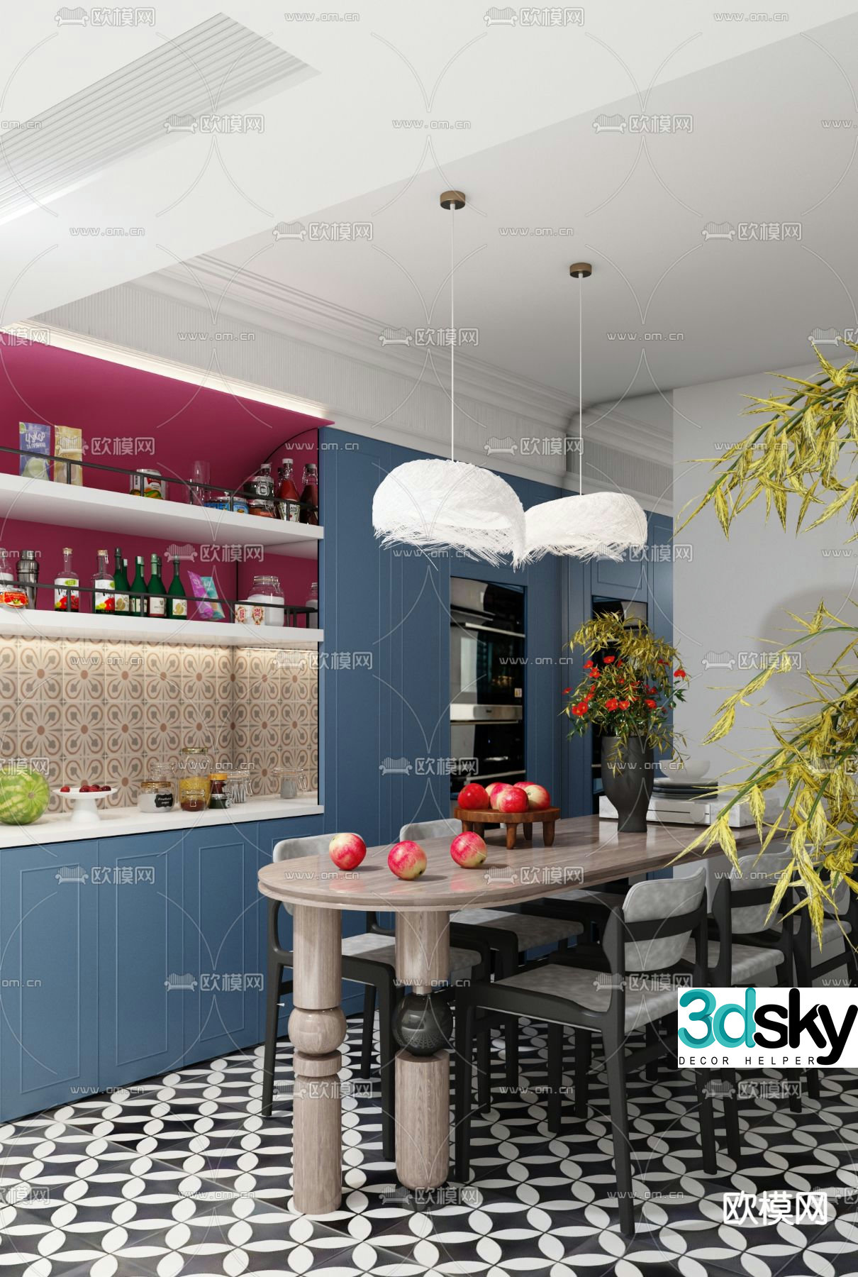 dimensional design memphis style restaurant 3d model