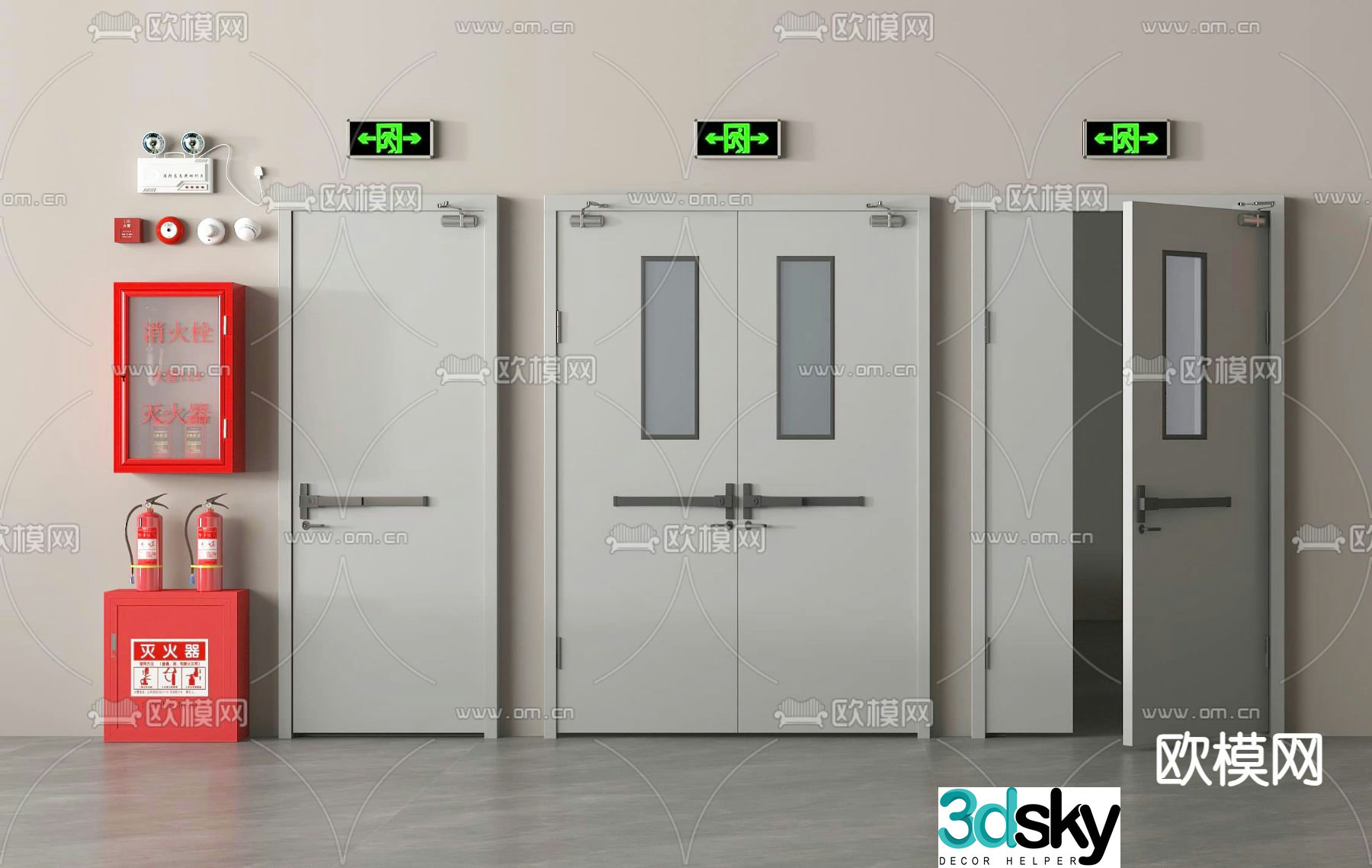 fire door fire door safety door fire hydrant 3d model