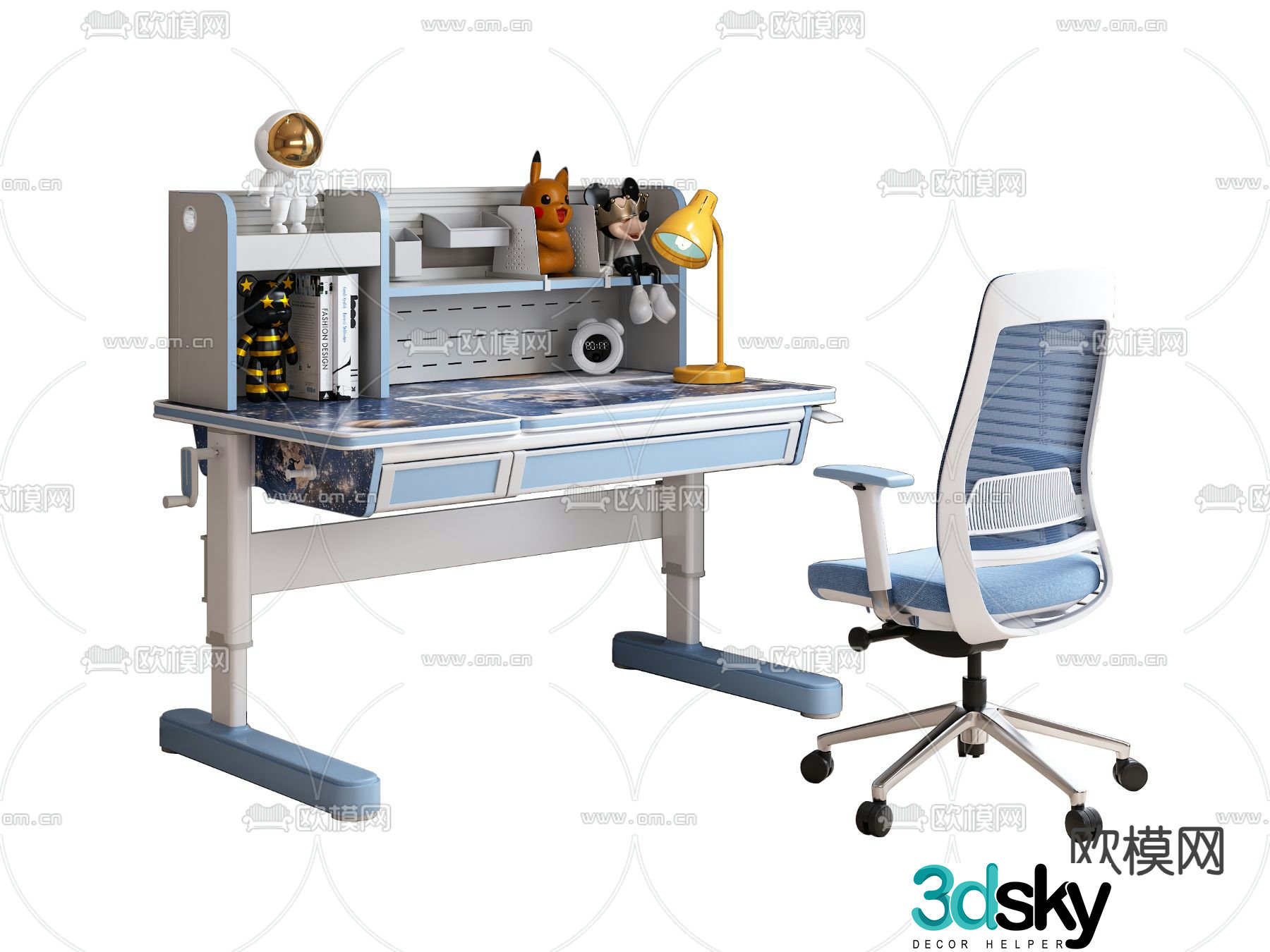 Children’s desk study table lift table 3d model