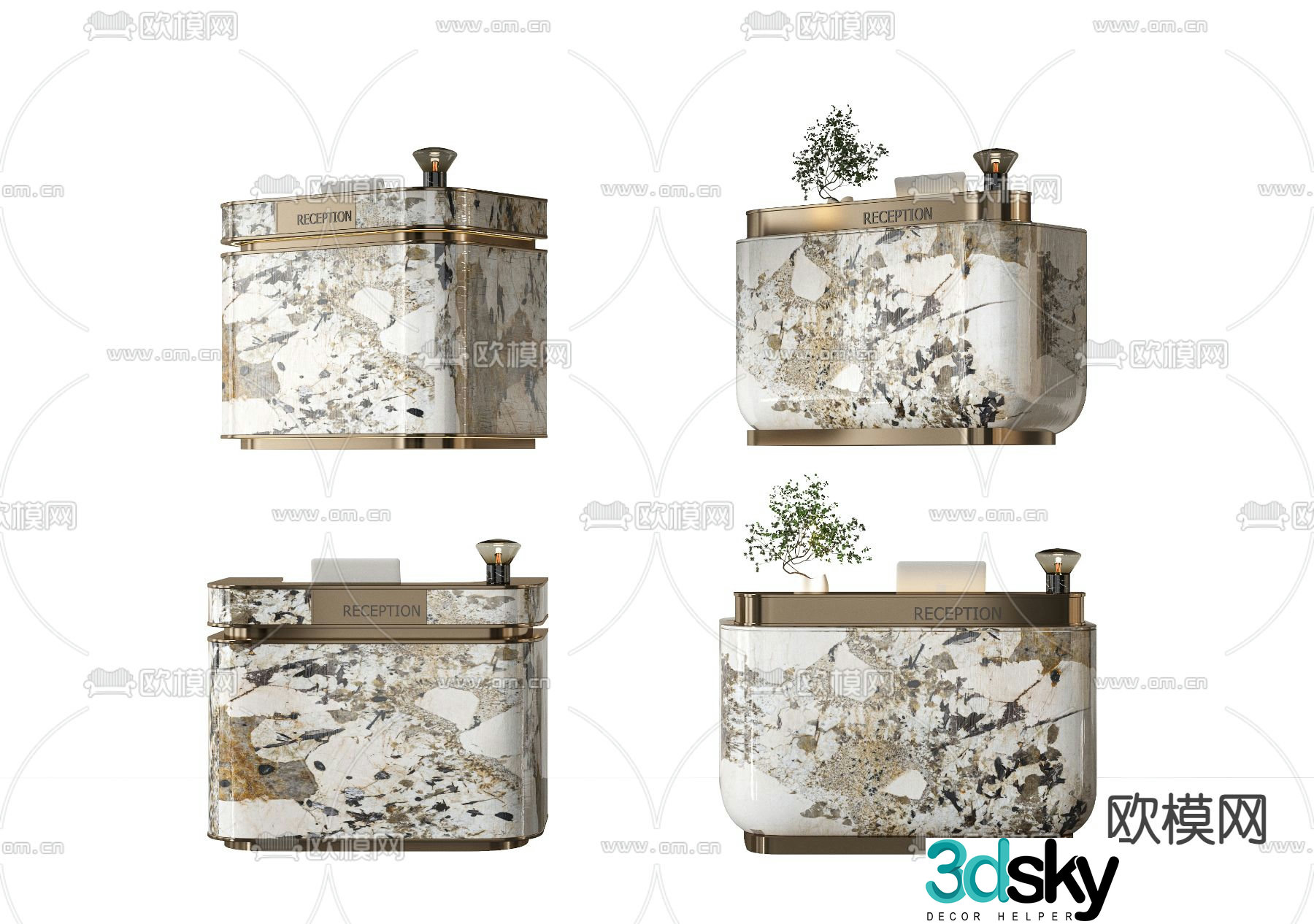 Marble front desk reception desk service desk information desk mini bar 3D model
