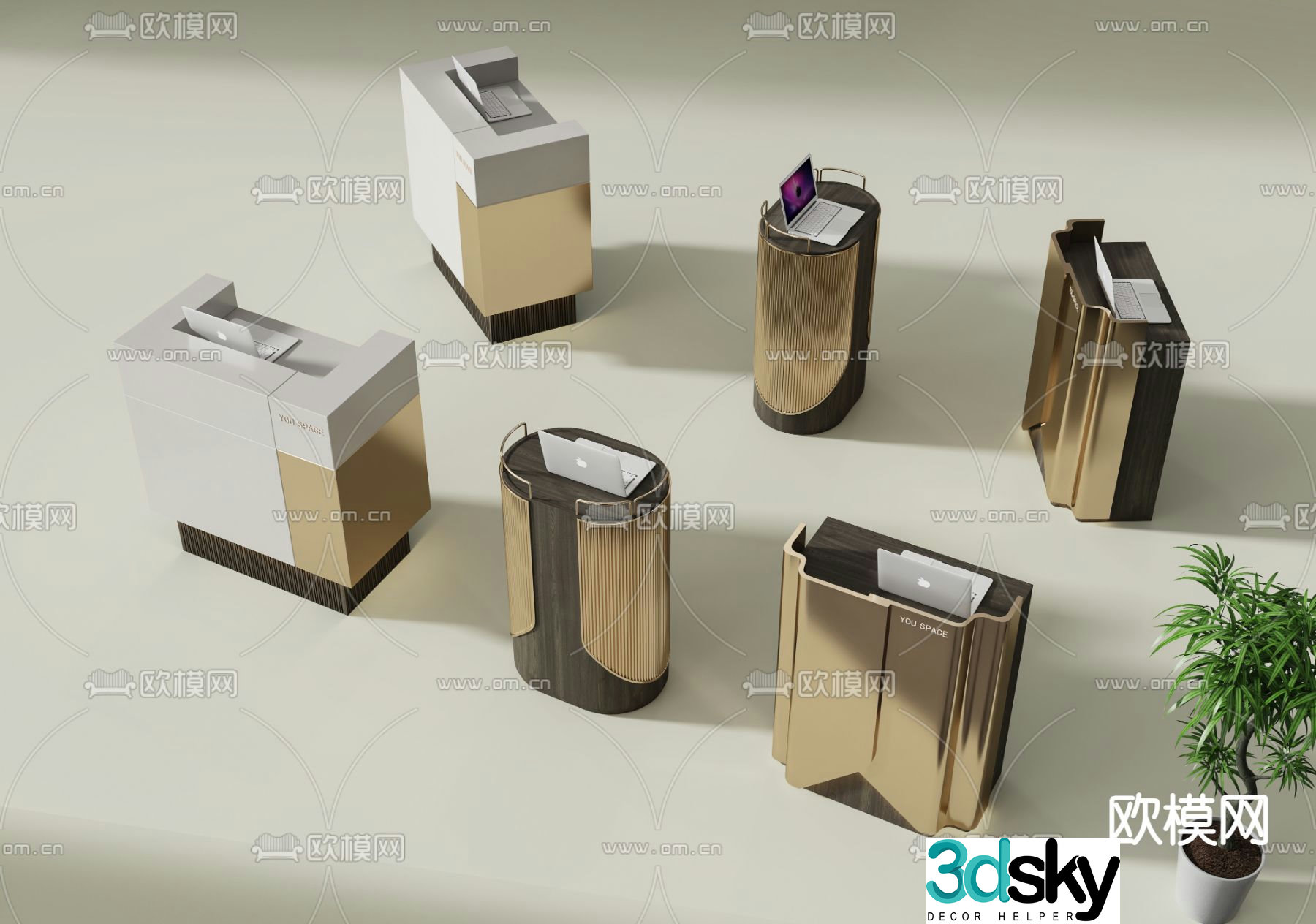 Front desk information desk reception desk service desk 3d model