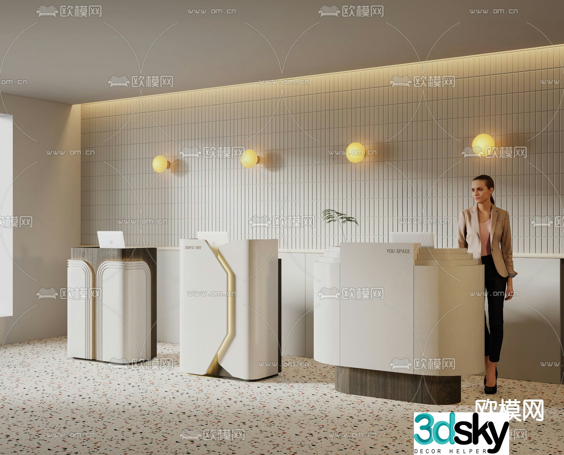Front desk information desk reception desk service desk 3d model