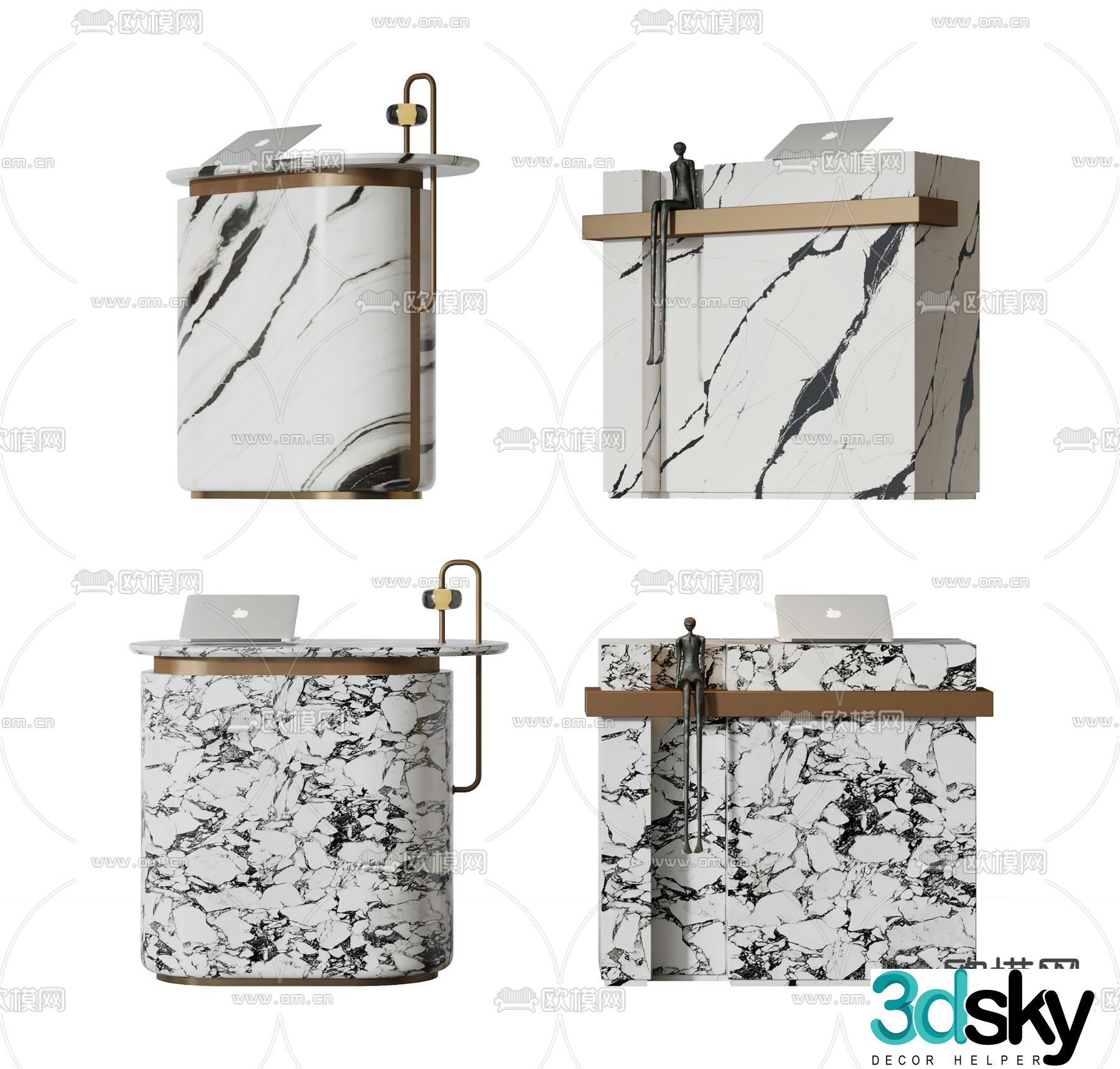 Front desk information desk reception desk service desk 3d model