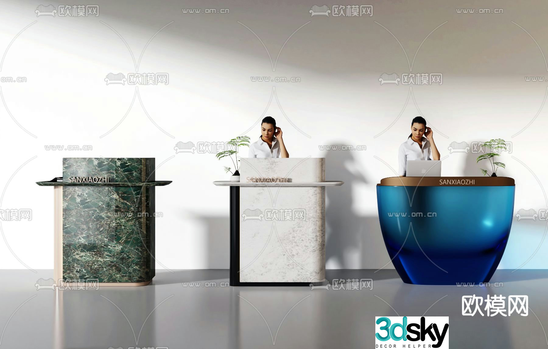 Front desk information desk reception desk service desk 3d model
