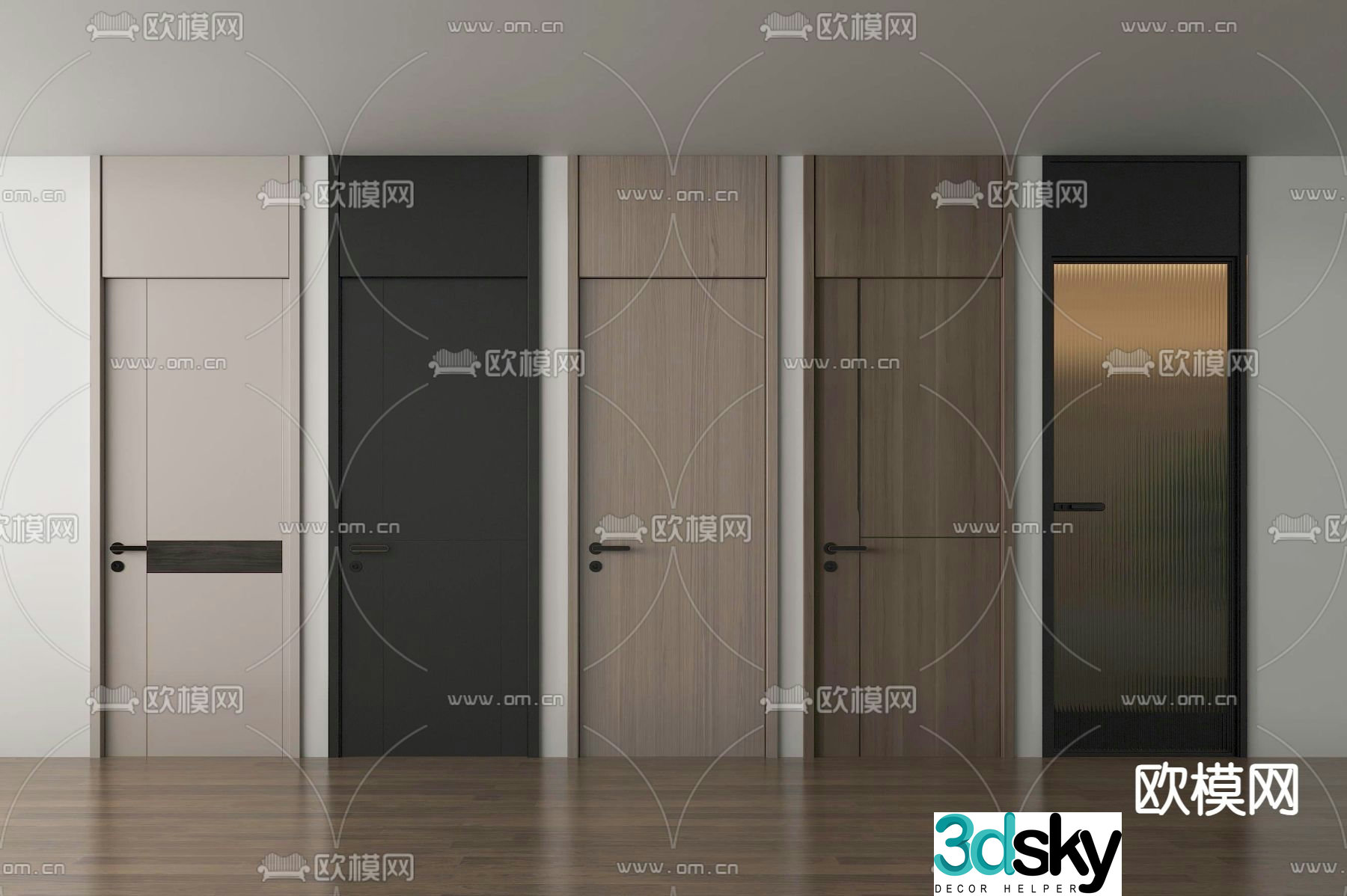 Single-open door ceiling door bathroom door bedroom door 3D model