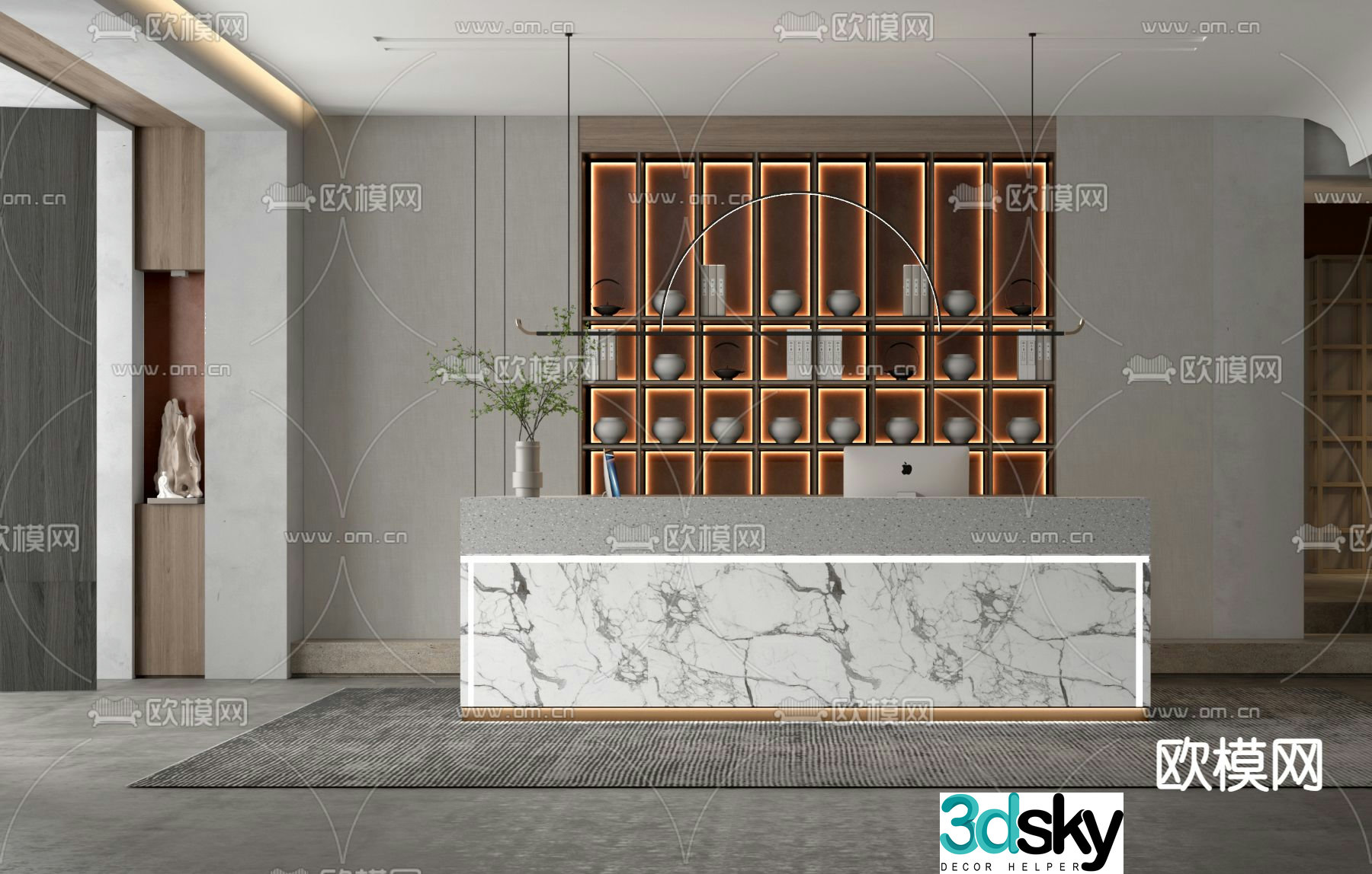 New Chinese style front desk reception desk service desk 3d model