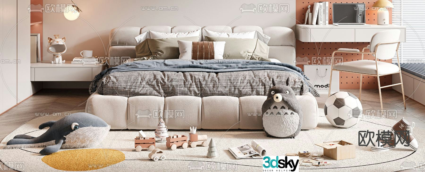 Children’s bed double bed 3d model