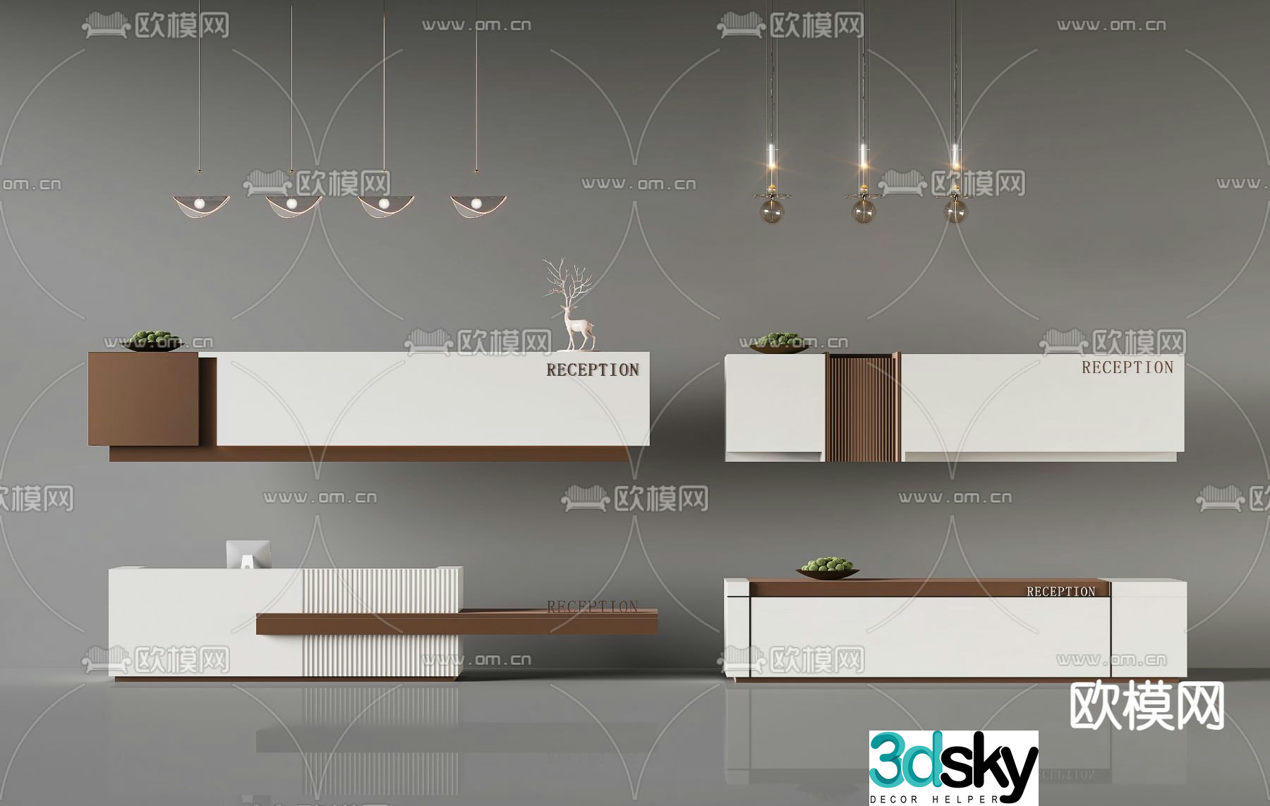Front desk reception desk service desk information desk 3d model