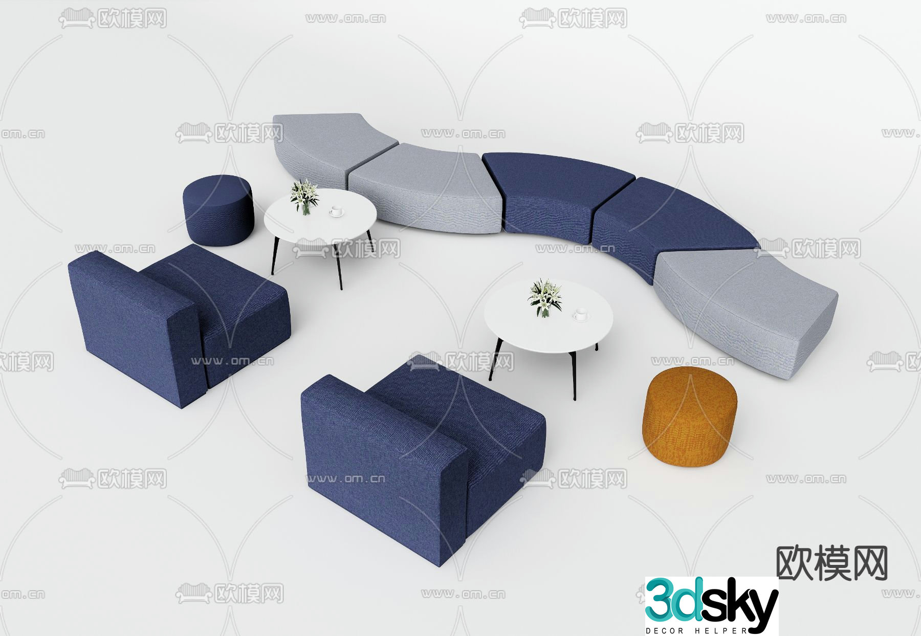 Office sofa public sofa lobby sofa 3d model
