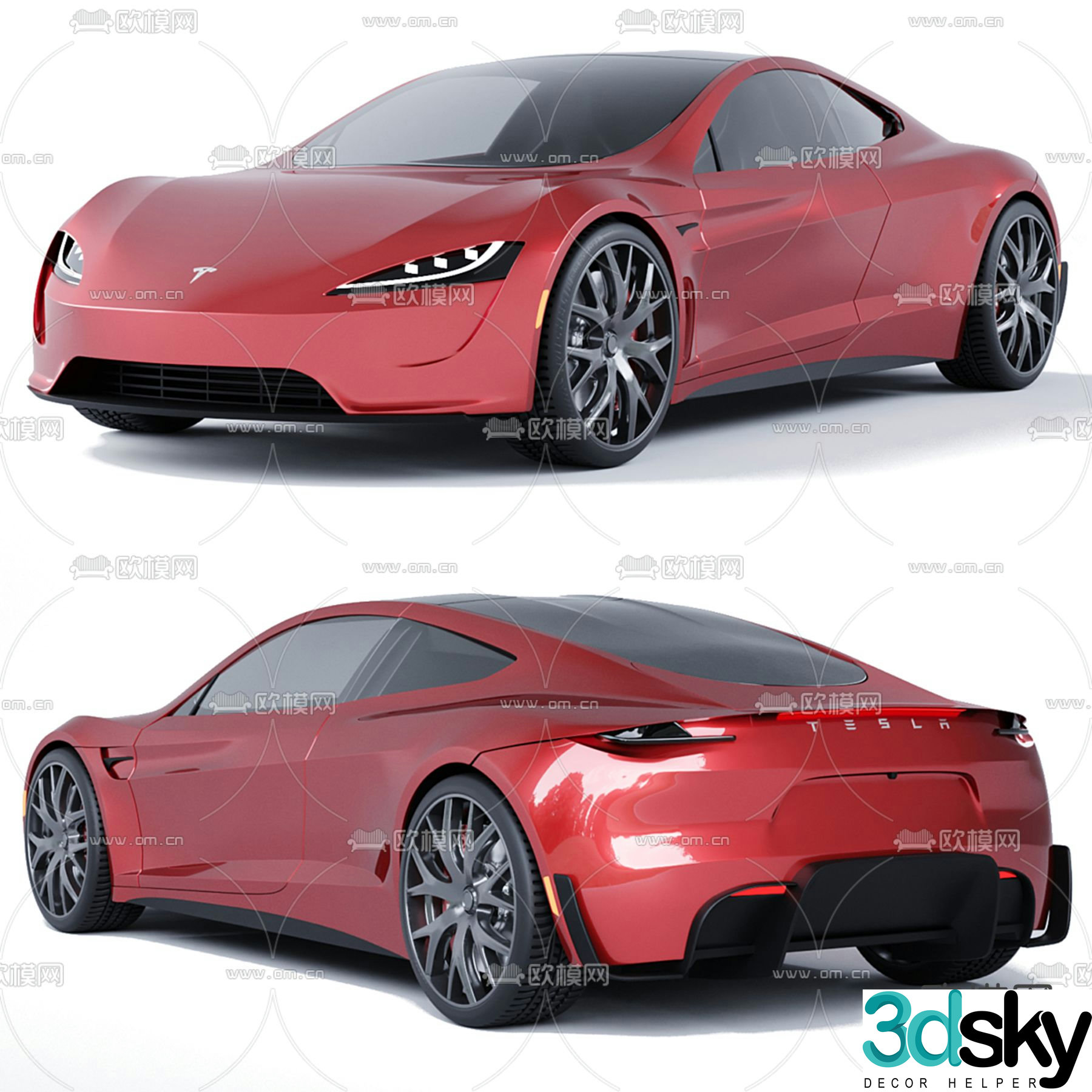 tesla car sports car supercar 3d model
