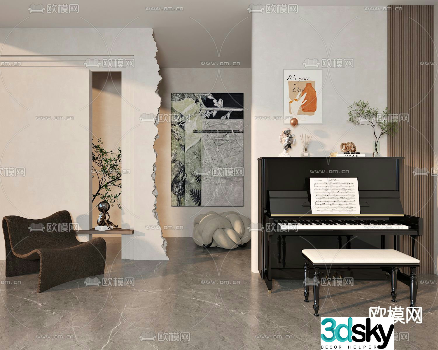 piano beanbag 3d model