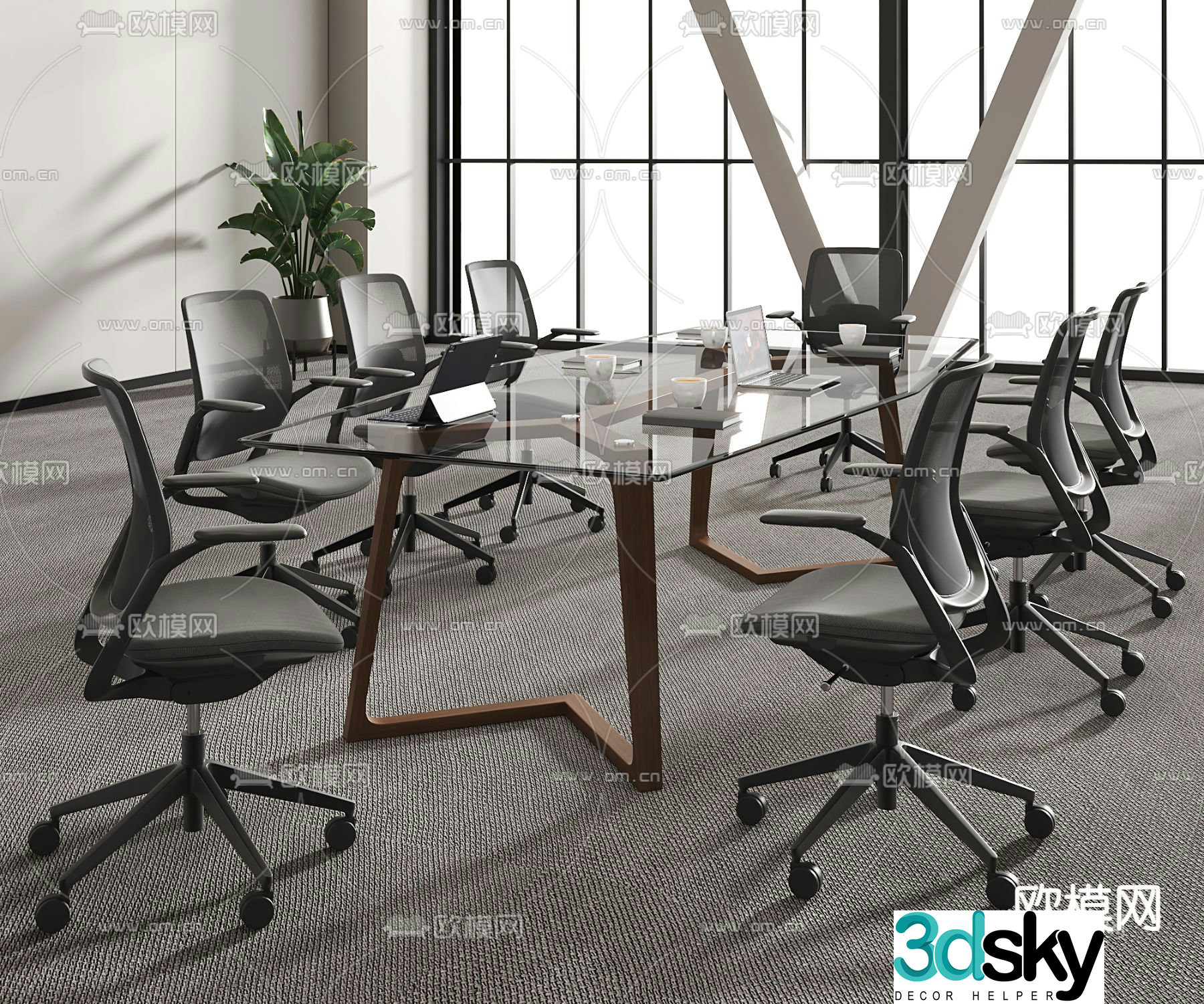 Modern conference table conference table 3d model