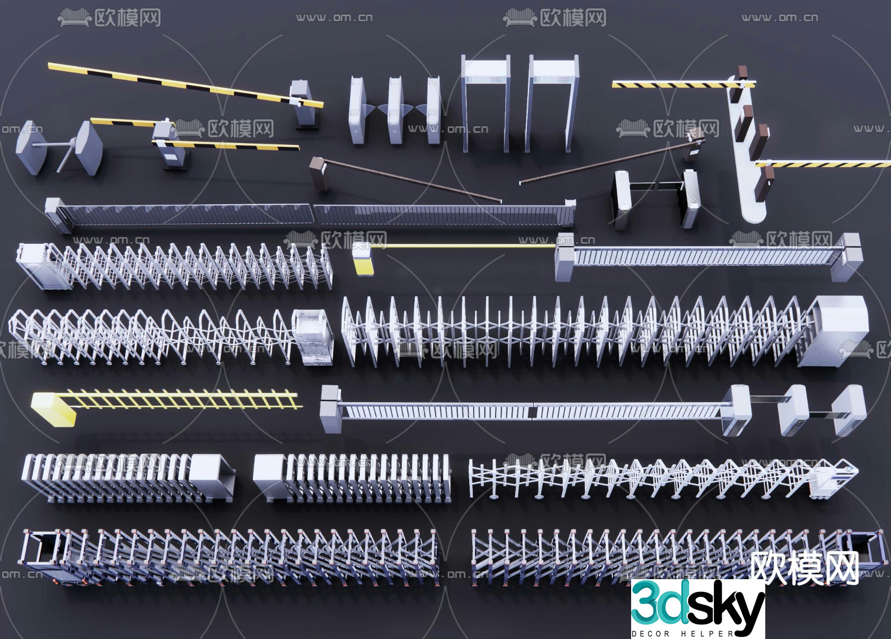 Telescopic door, gate railing, gate, security gate, lifting rod 3D model