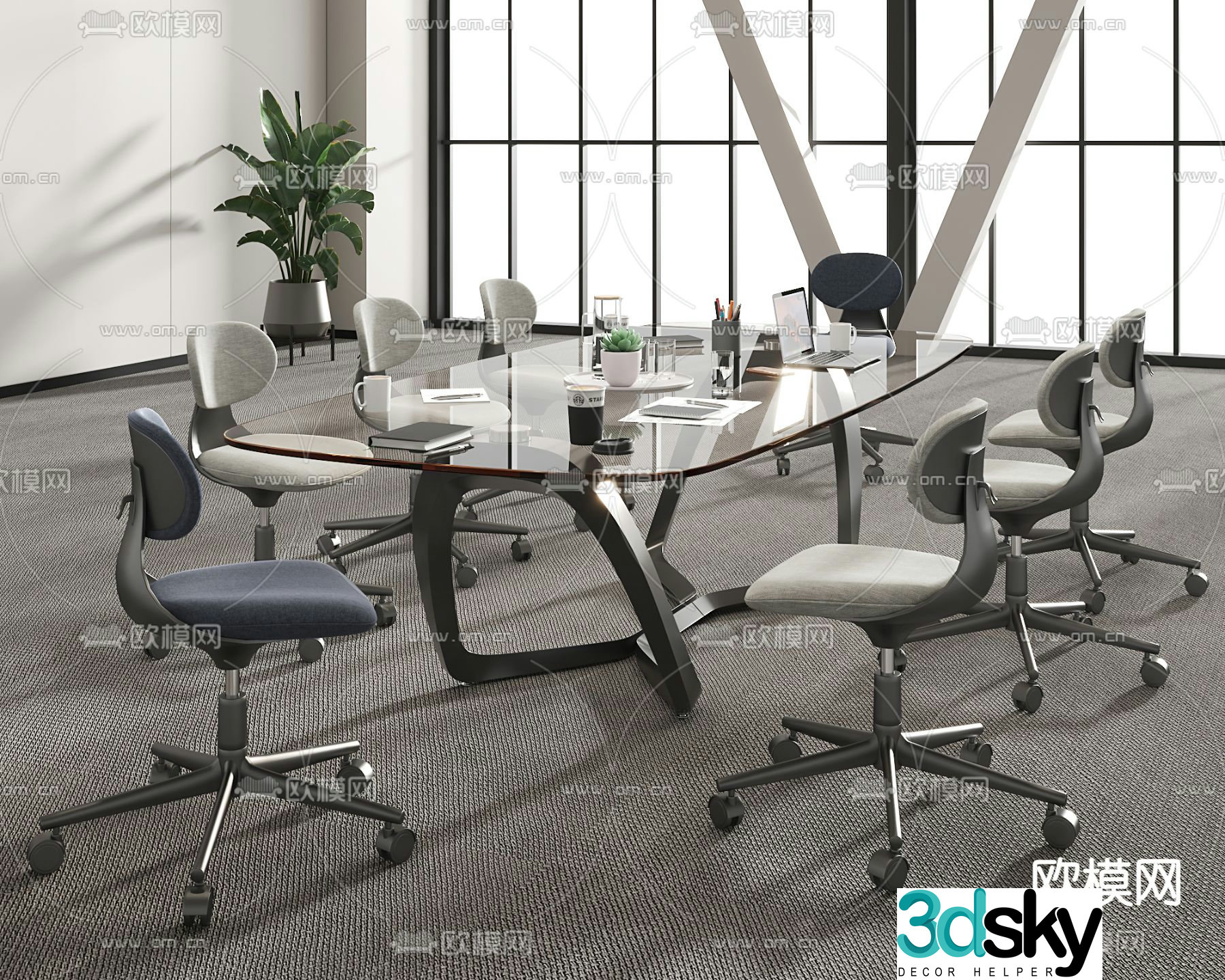 Modern conference table conference table 3d model