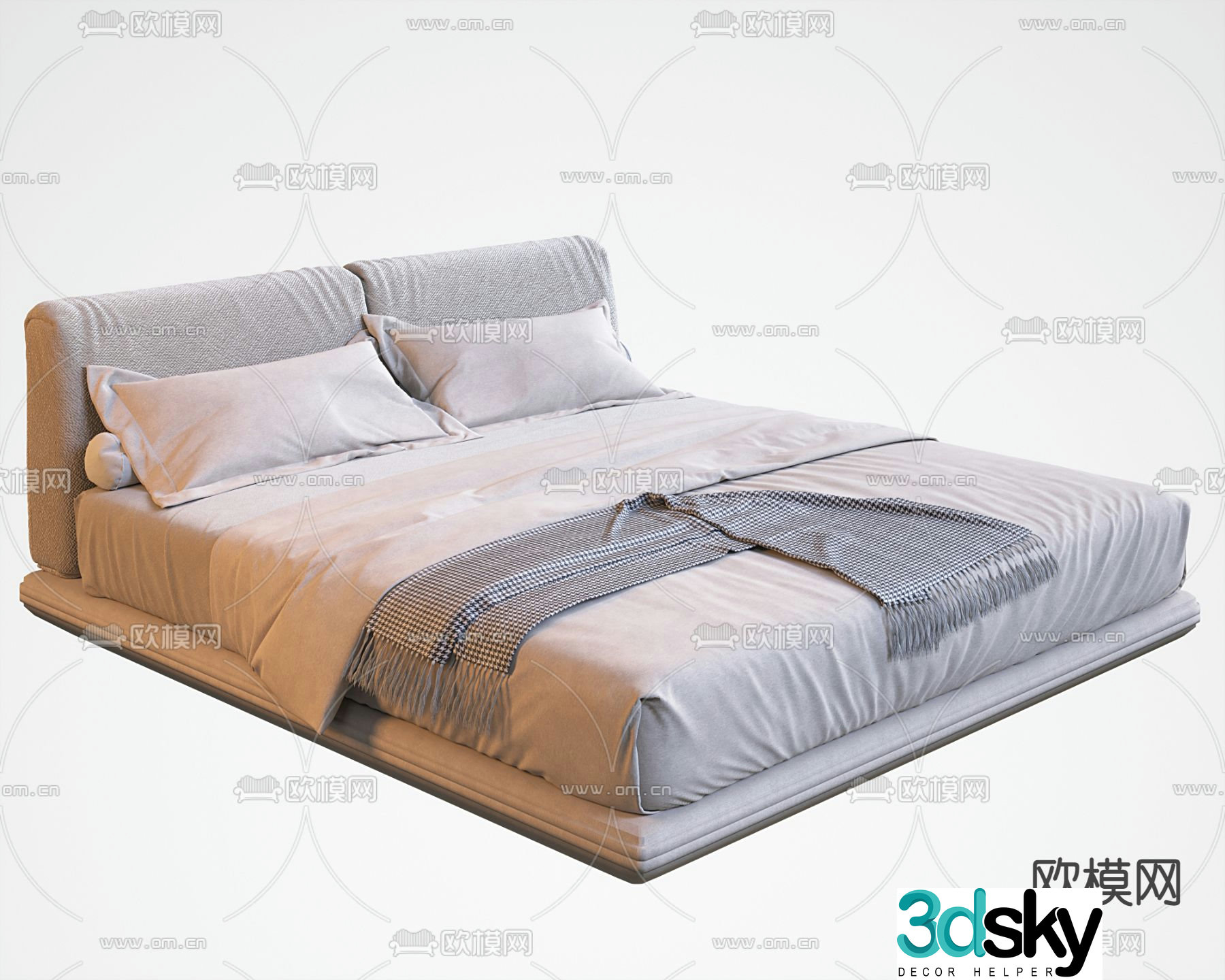 Modern double bed 3d model