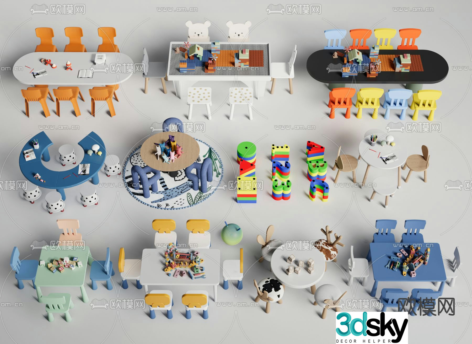 Children’s table game table handmade table 3d model