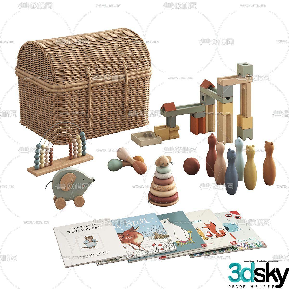 Children’s toys building blocks storage box books 3d model