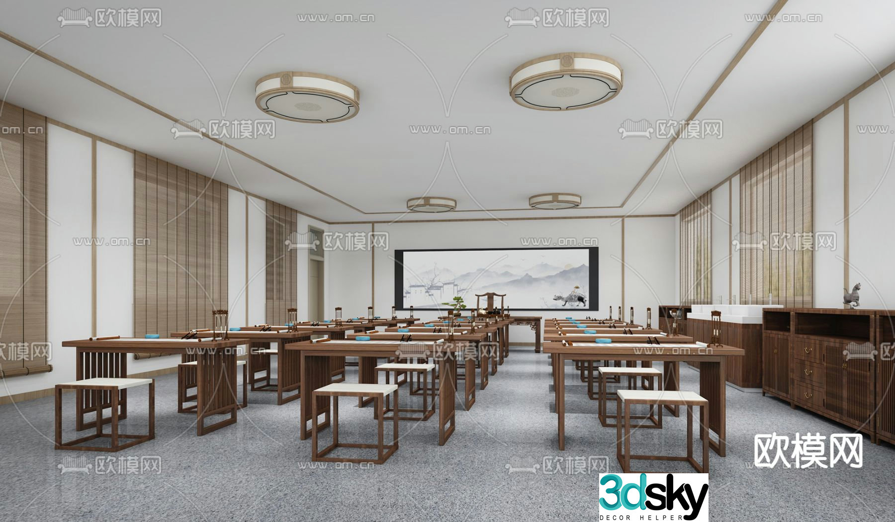 Calligraphy classroom training room 3d model