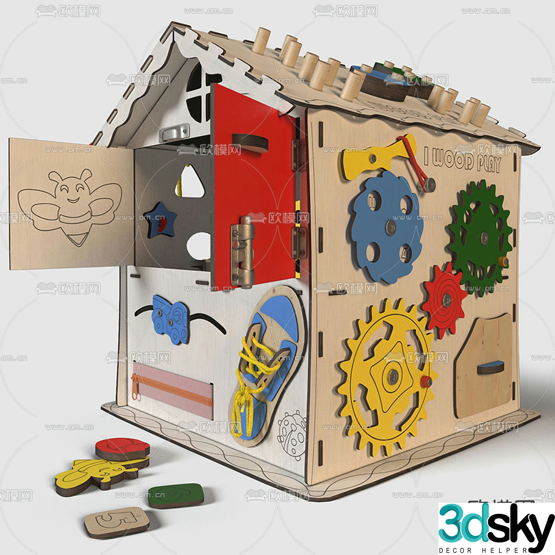 Building block toy cabin 3d model