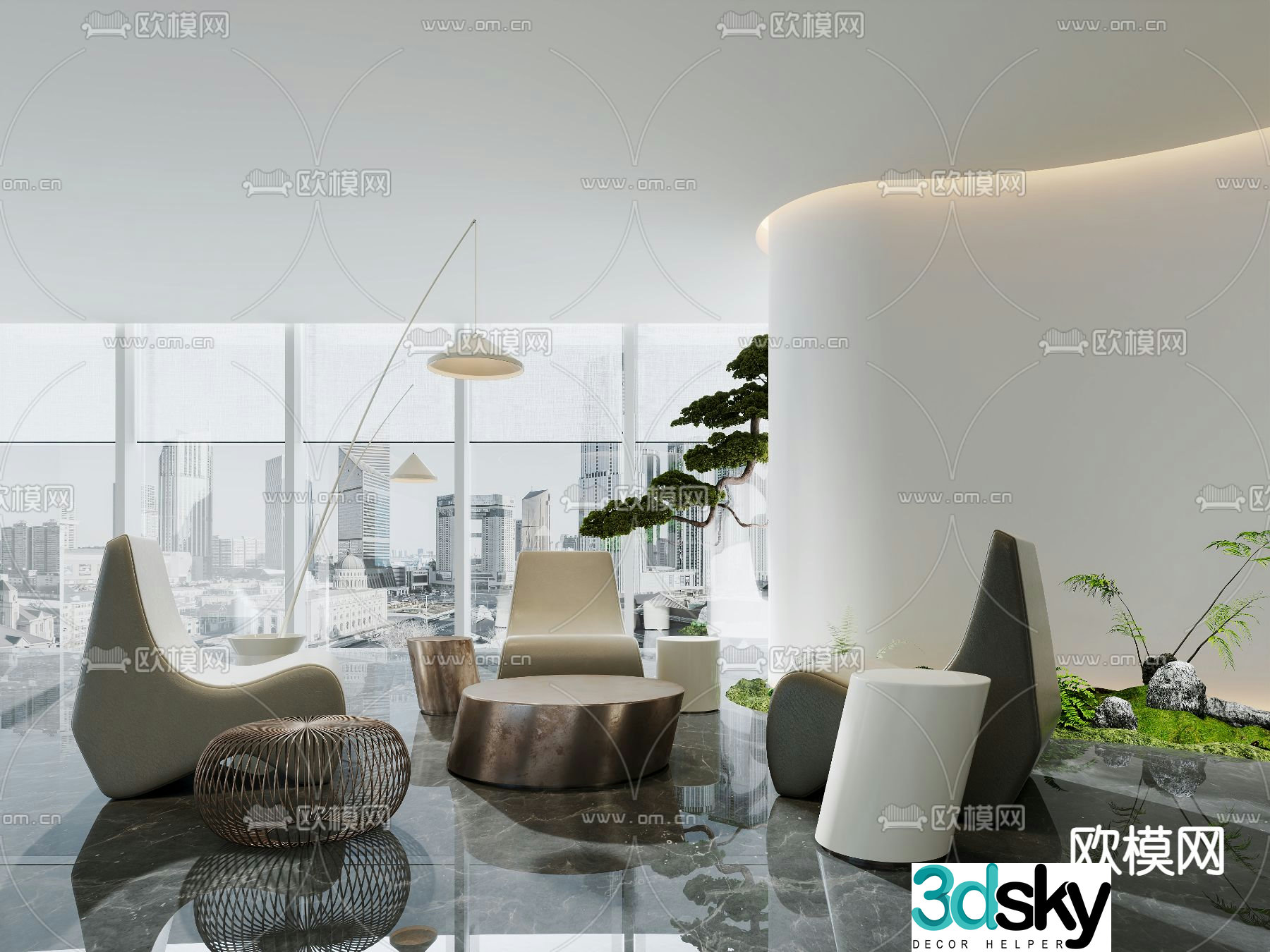 Lobby Sofa Public Sofa Negotiation Sofa 3D Model
