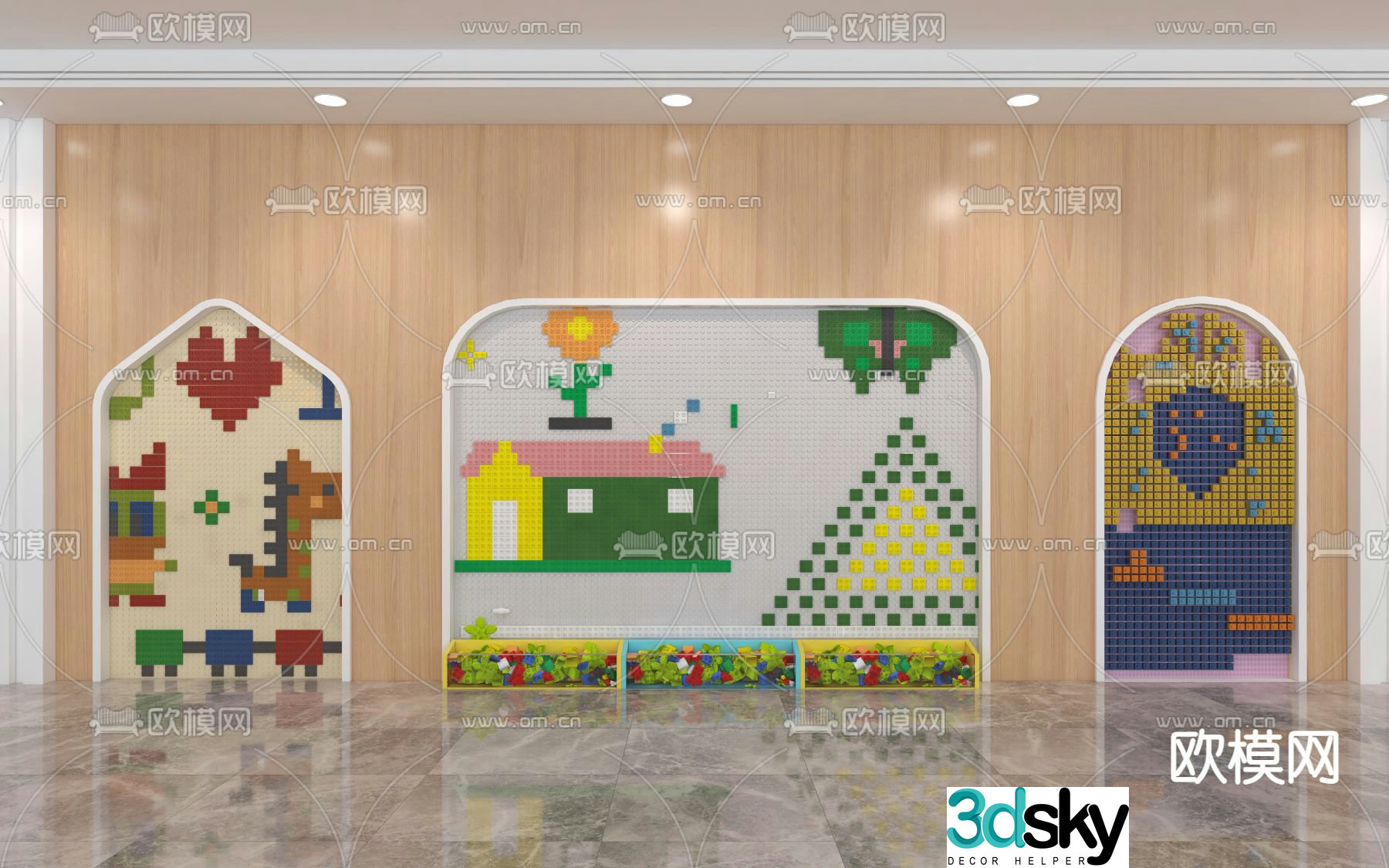 Lego brick wall brick puzzle 3d model