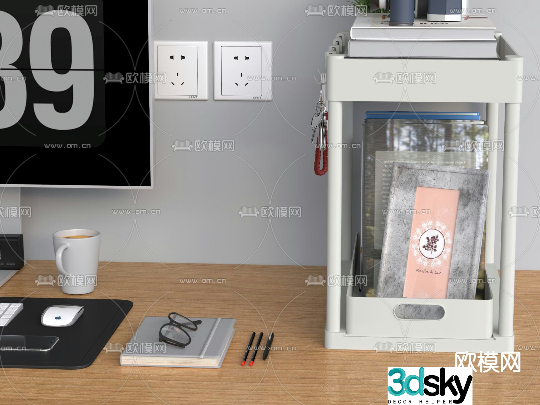 Office supplies desktop storage rack keychain headphone 3d model