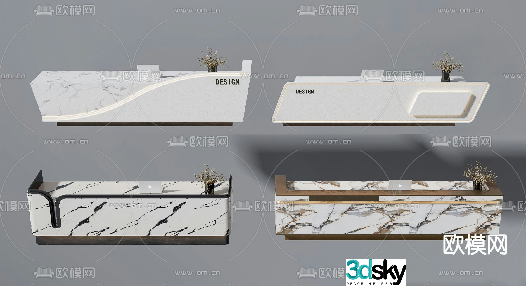 Front desk service desk reception desk information desk 3d model