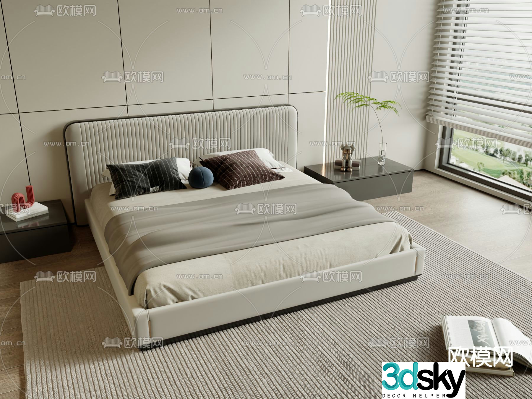 Modern double bed 3d model