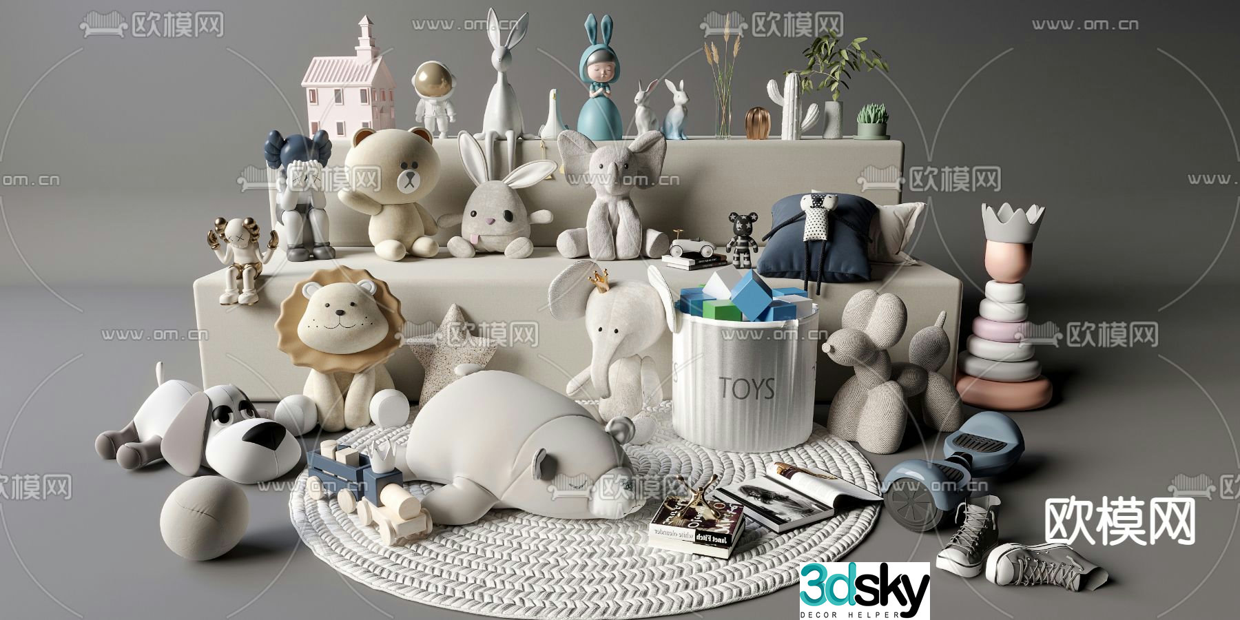 Children’s dolls pillow toys storage basket carpet 3d model