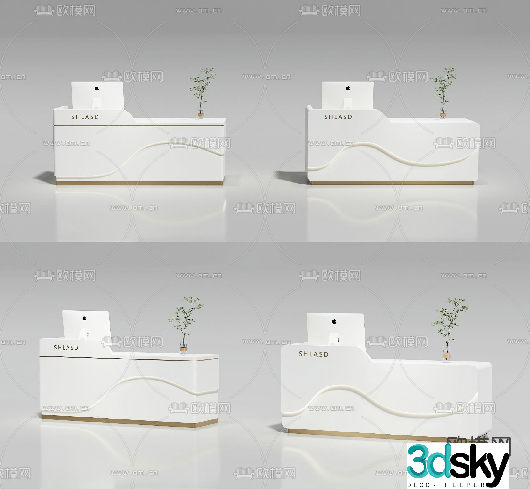 Front desk reception desk cashier desk service desk 3d model