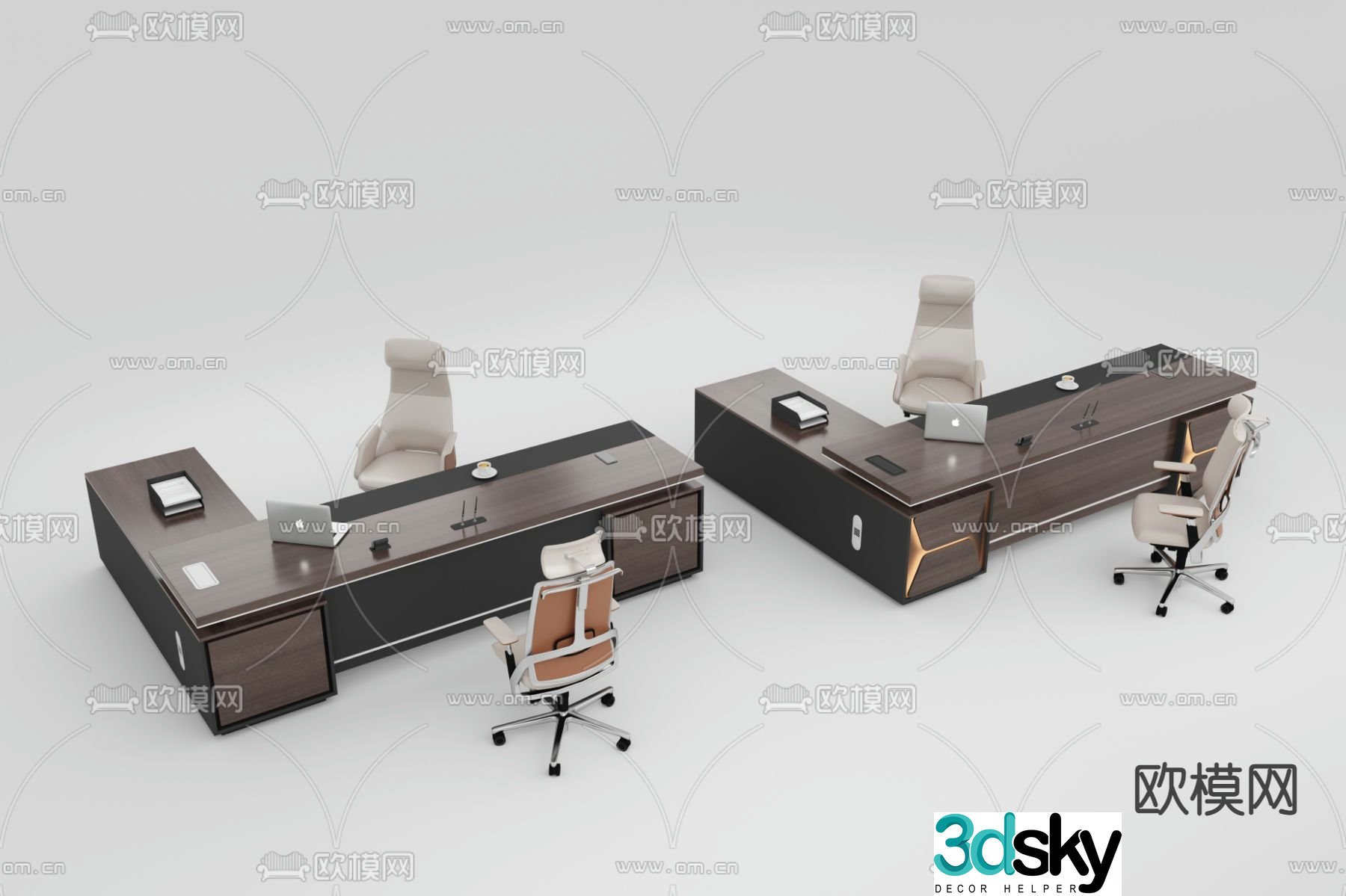 New Chinese style office desk executive desk boss desk 3D model
