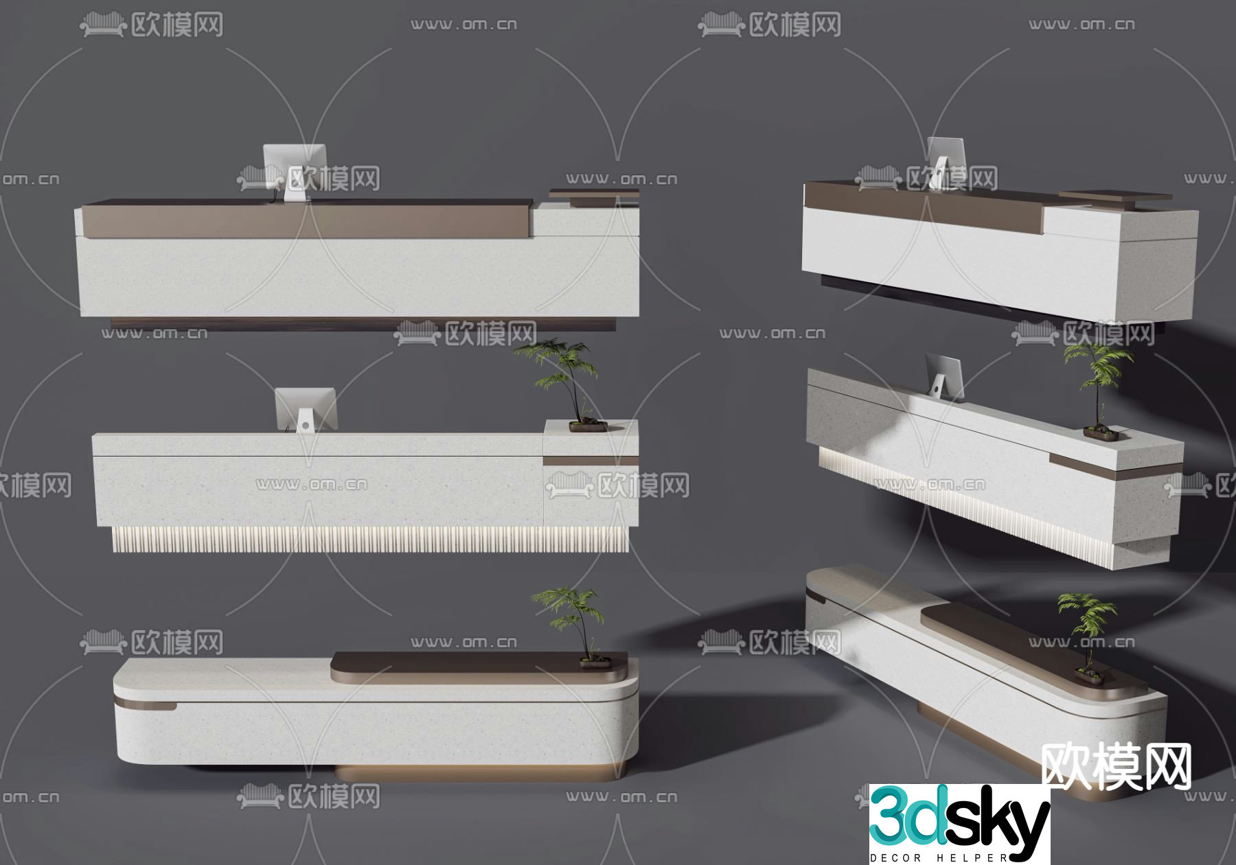 Front desk information desk reception desk service desk 3d model