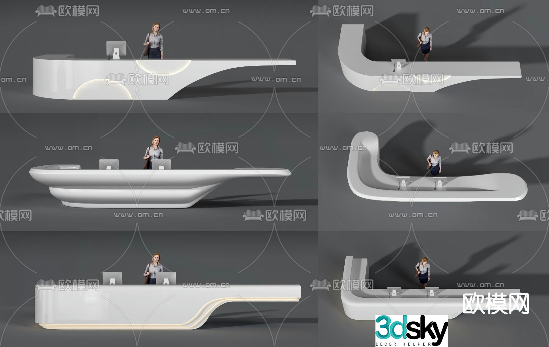 Front desk service desk reception desk information desk 3d model