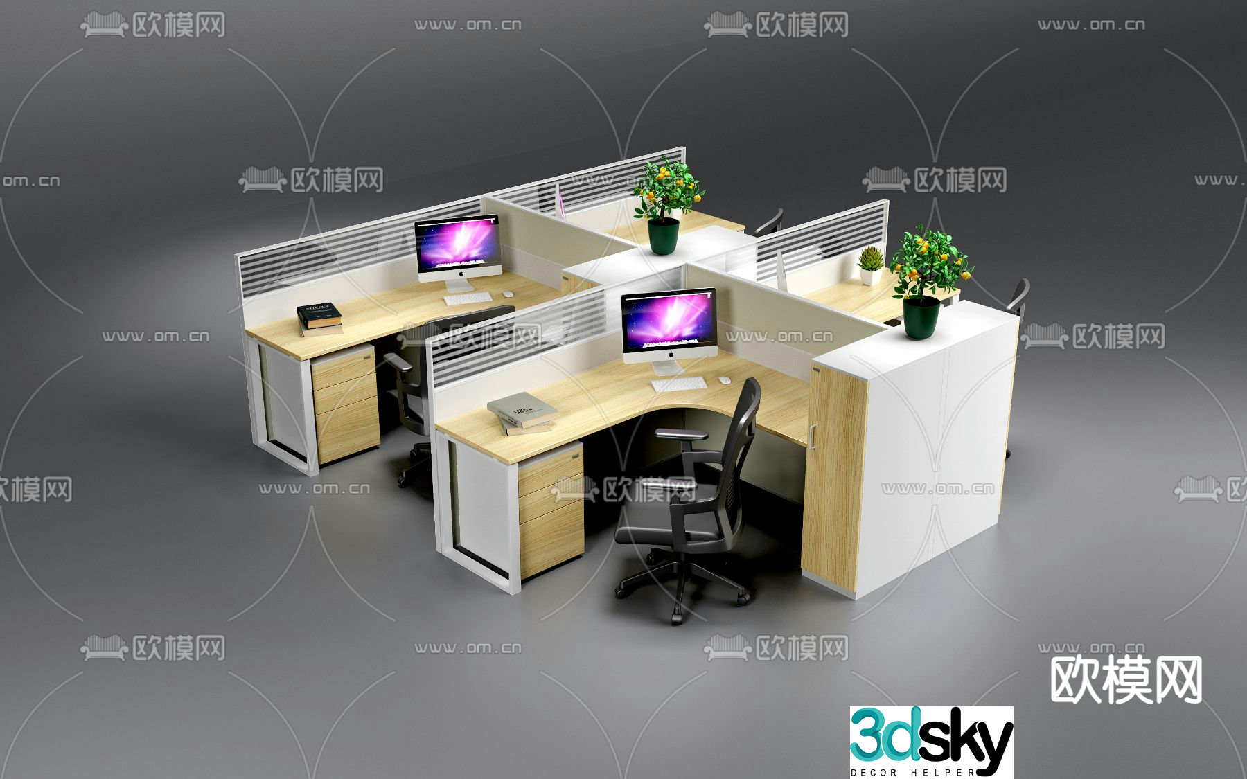 Card space desk work station post 3d model