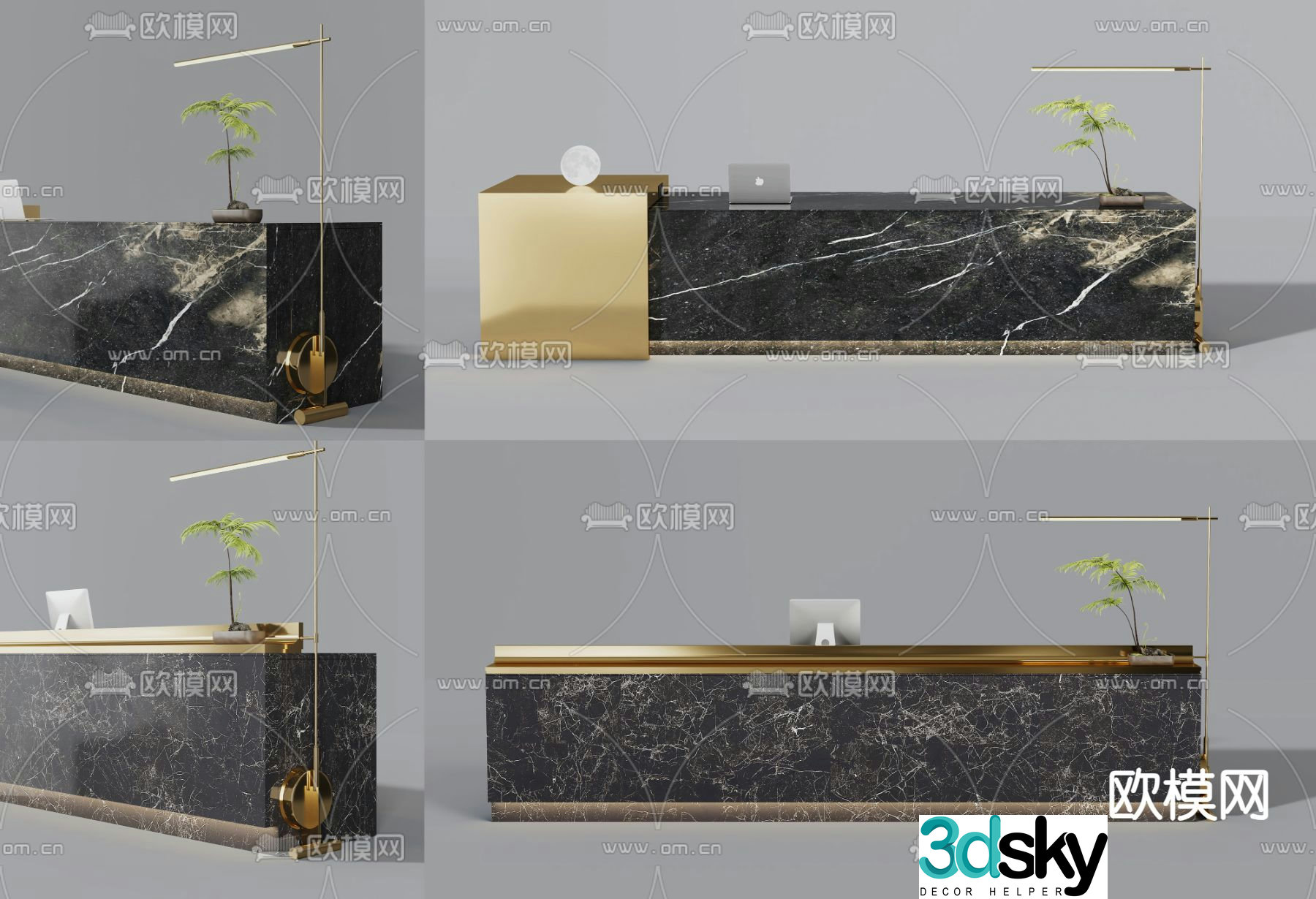 Front desk information desk reception desk service desk 3d model