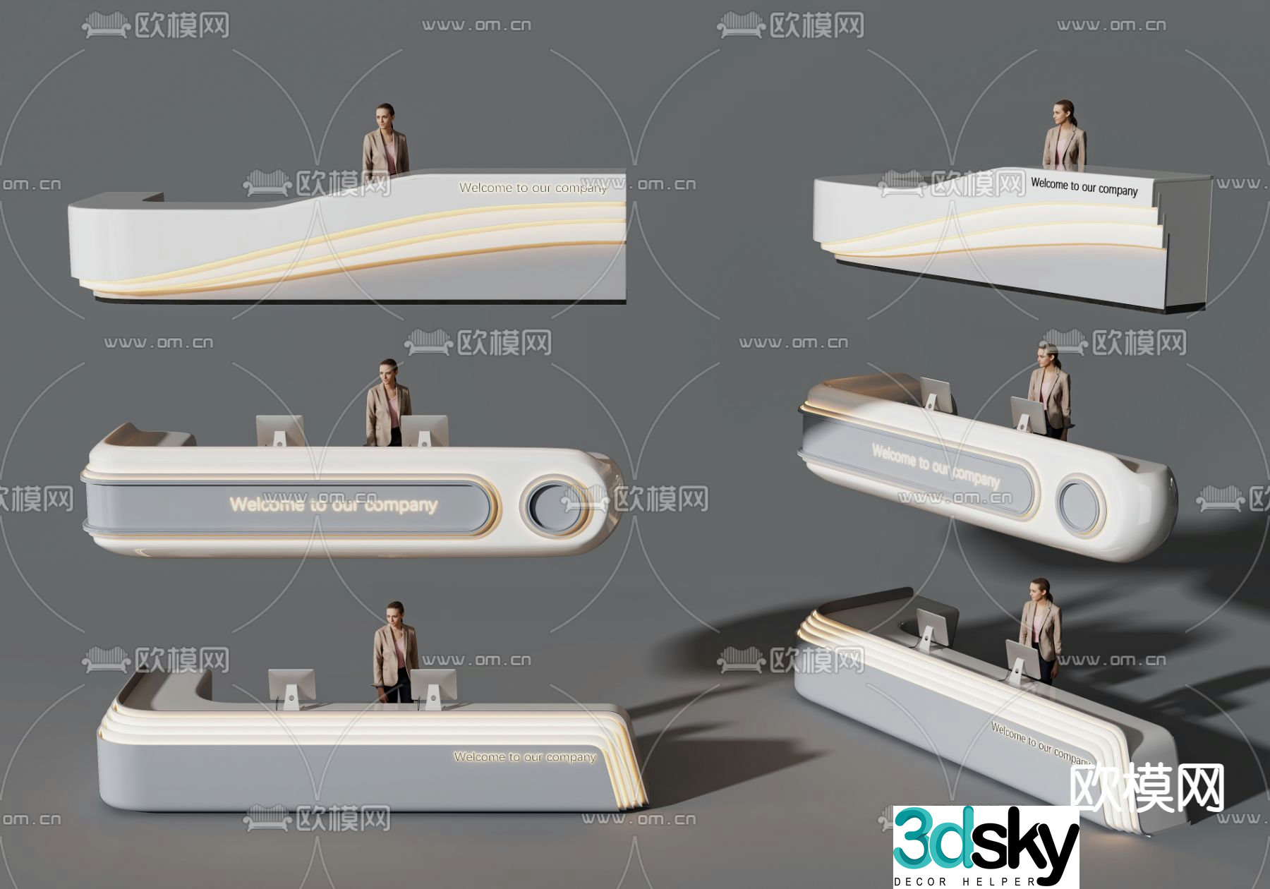 Front desk reception desk service desk information desk 3d model