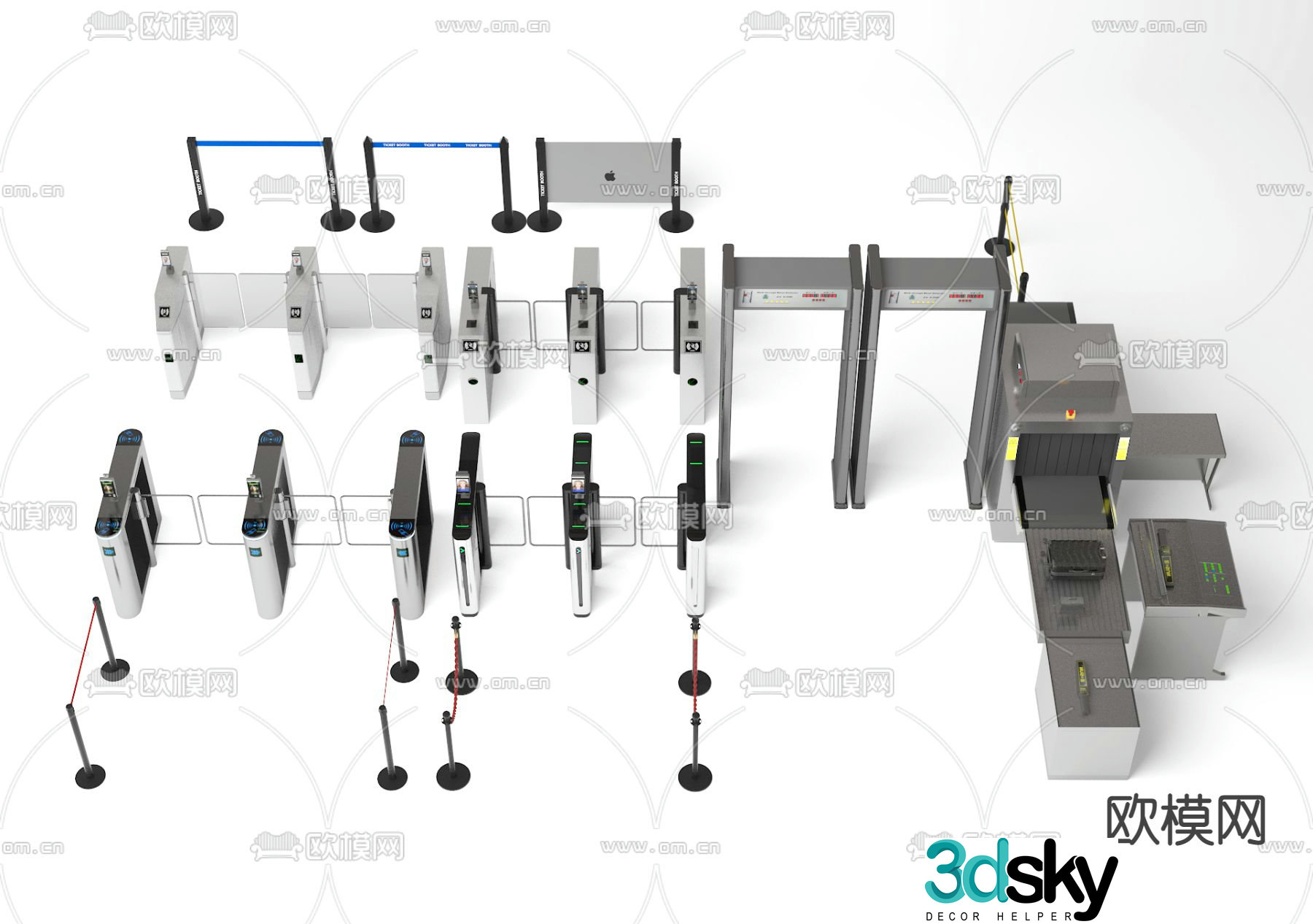 Security checkpoint, security inspection machine, gate, sensor door 3D model