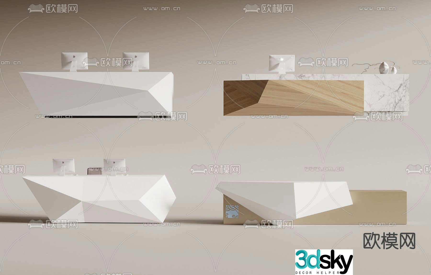 Front desk service desk reception desk information desk 3d model