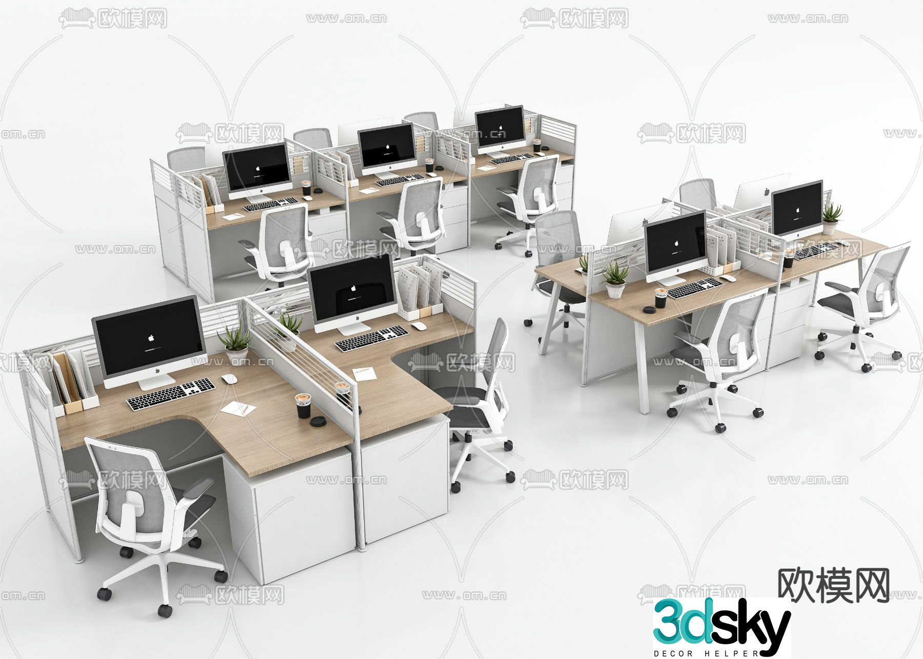 Card space desk work station post 3d model