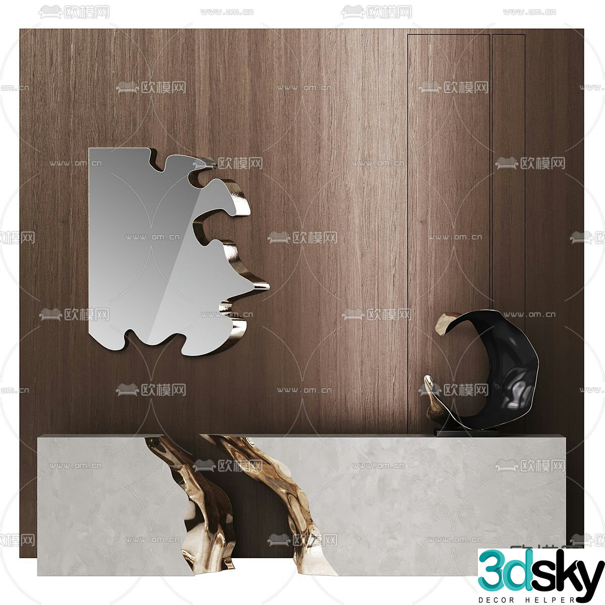 Modern front desk reception desk service desk information desk background wall 3d model