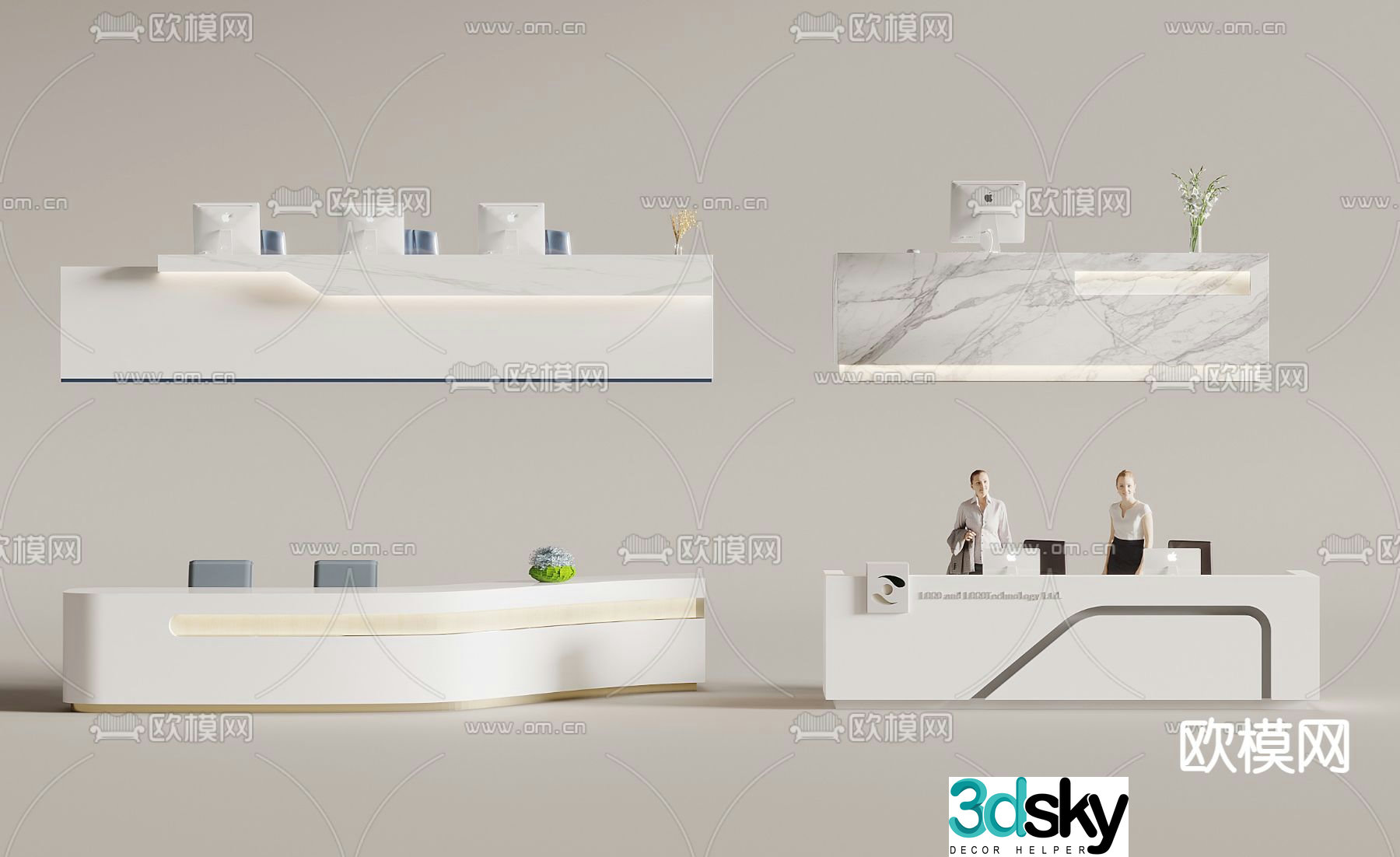 Front desk reception desk service desk information desk 3d model