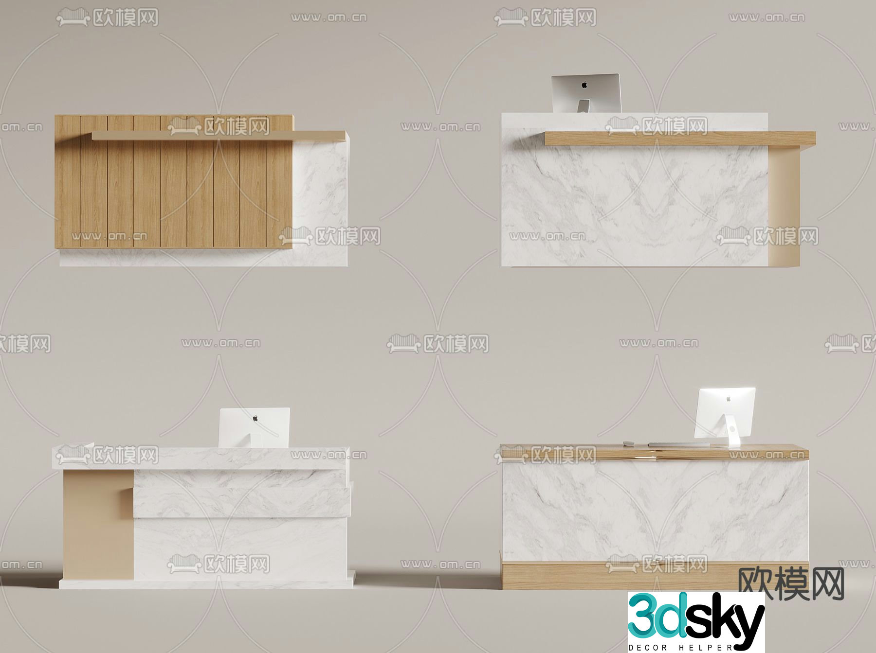 Front desk service desk reception desk information desk 3d model