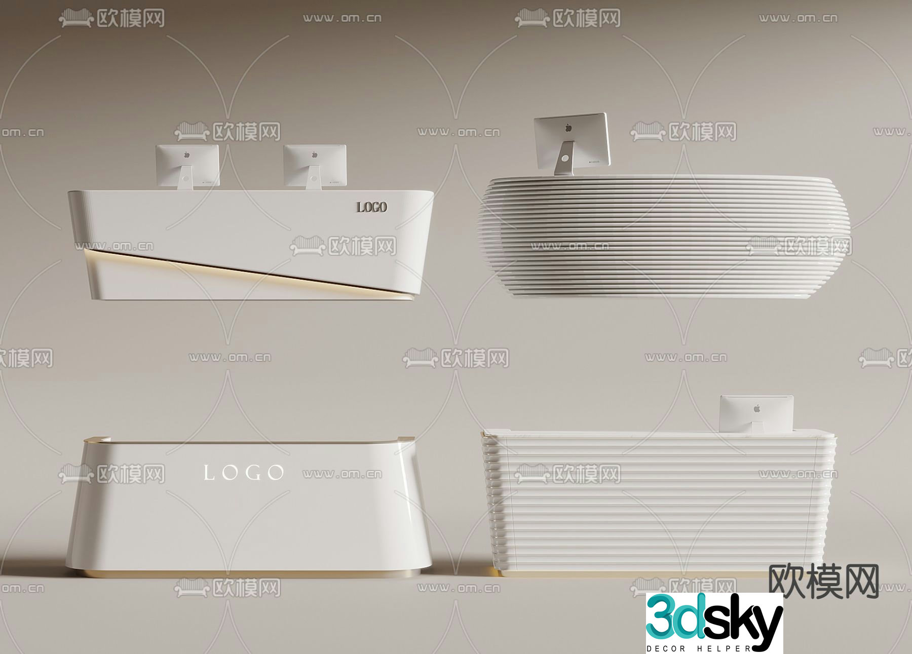Front desk service desk reception desk information desk 3d model