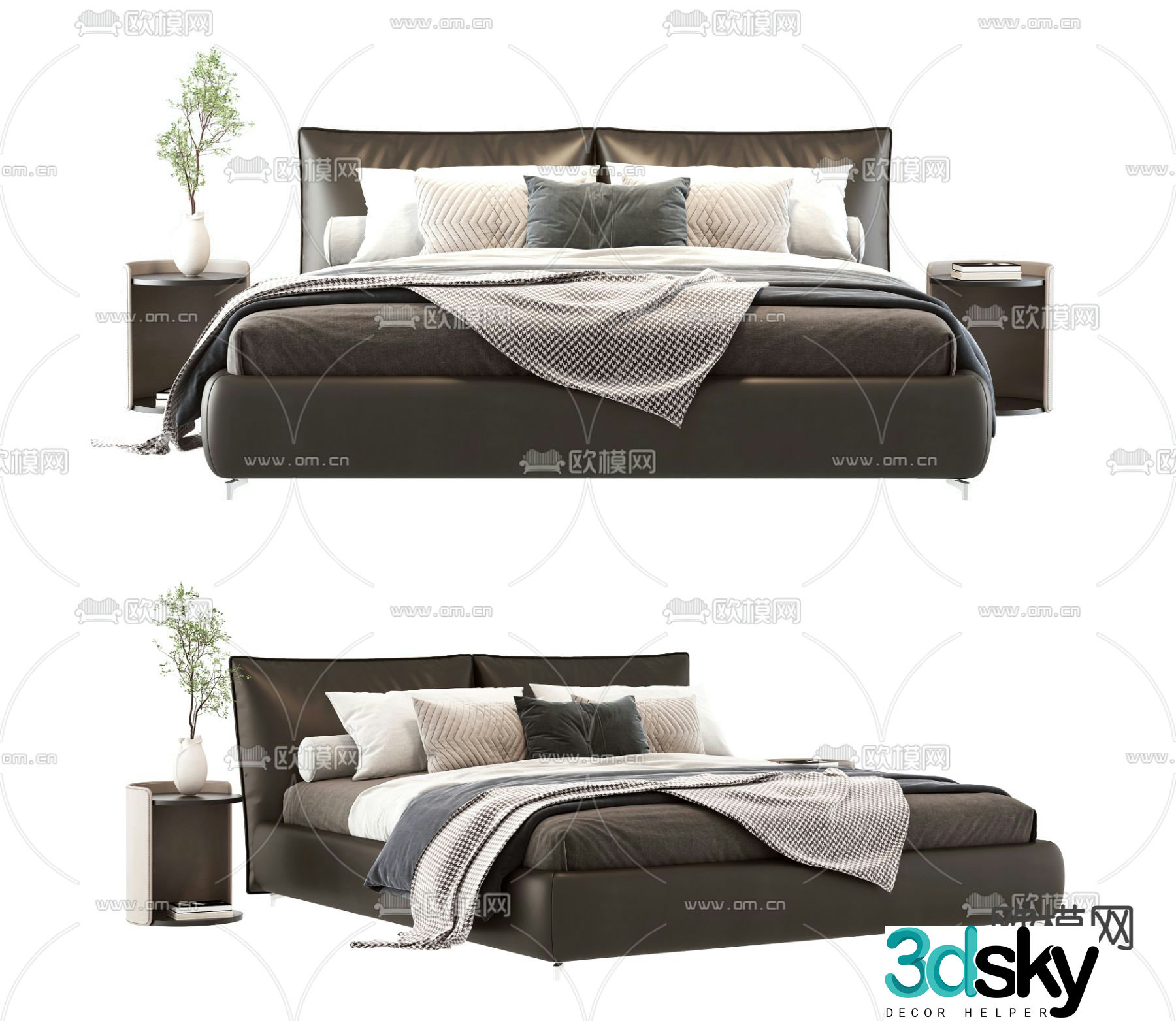 Modern double bed 3d model