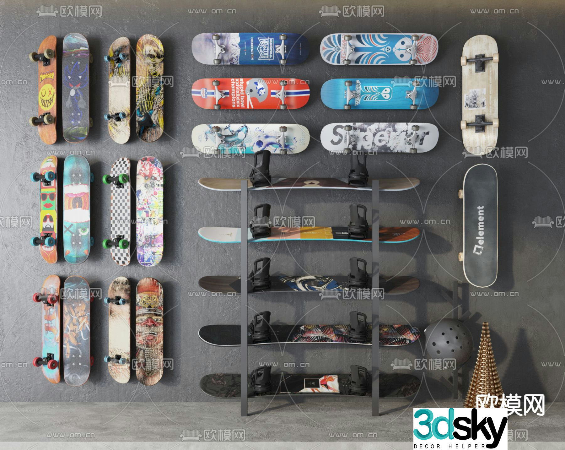 graffiti skateboard snowboard 3d model