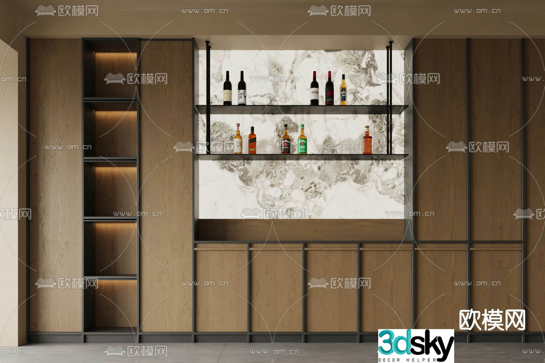 Wasabi Wine Cabinet Side Cabinet 3D Model