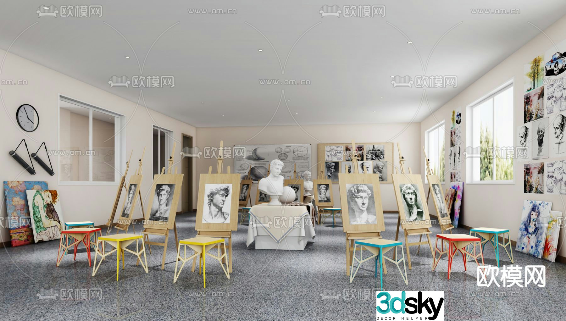 Art classroom 3d model